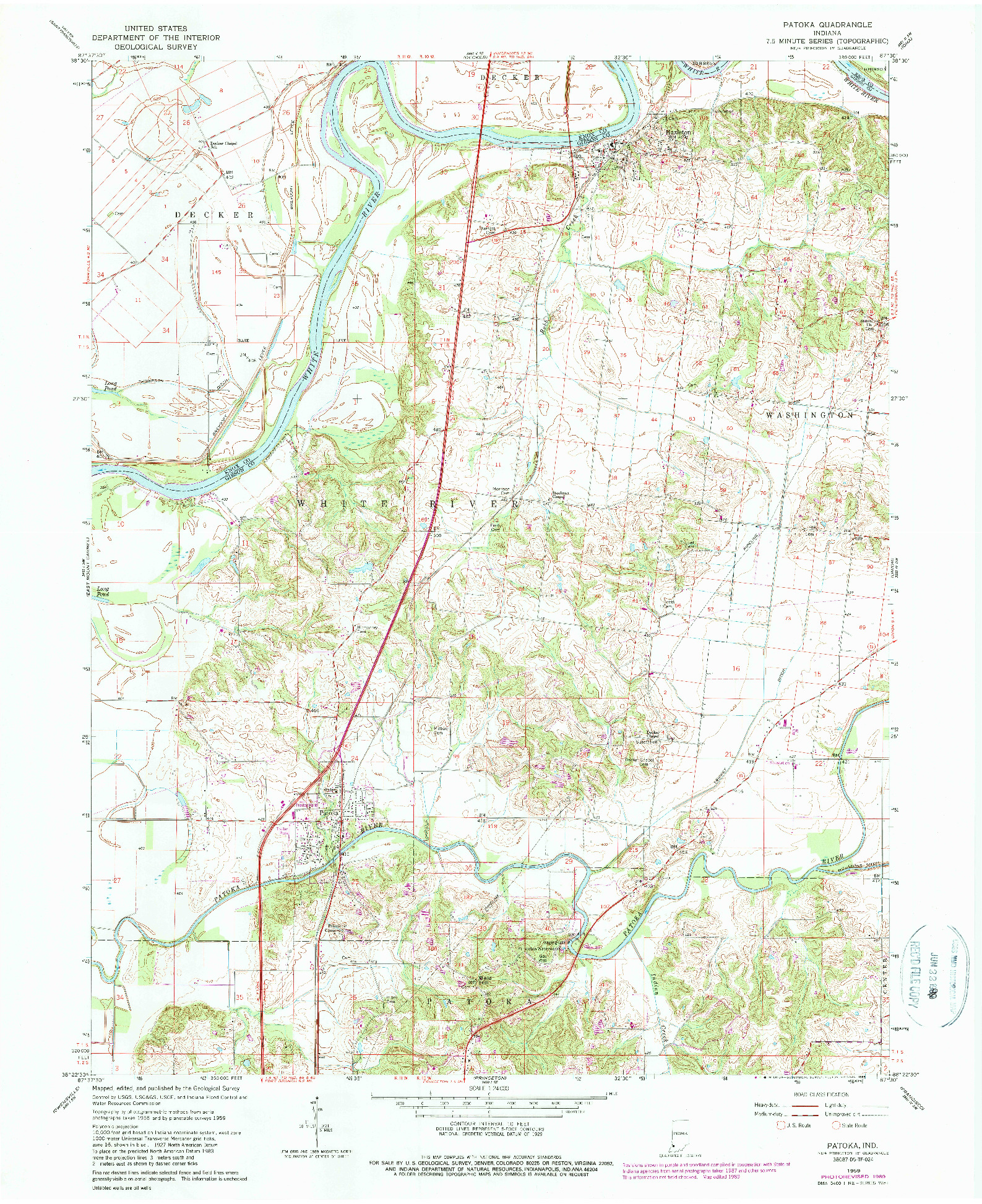 USGS 1:24000-SCALE QUADRANGLE FOR PATOKA, IN 1959