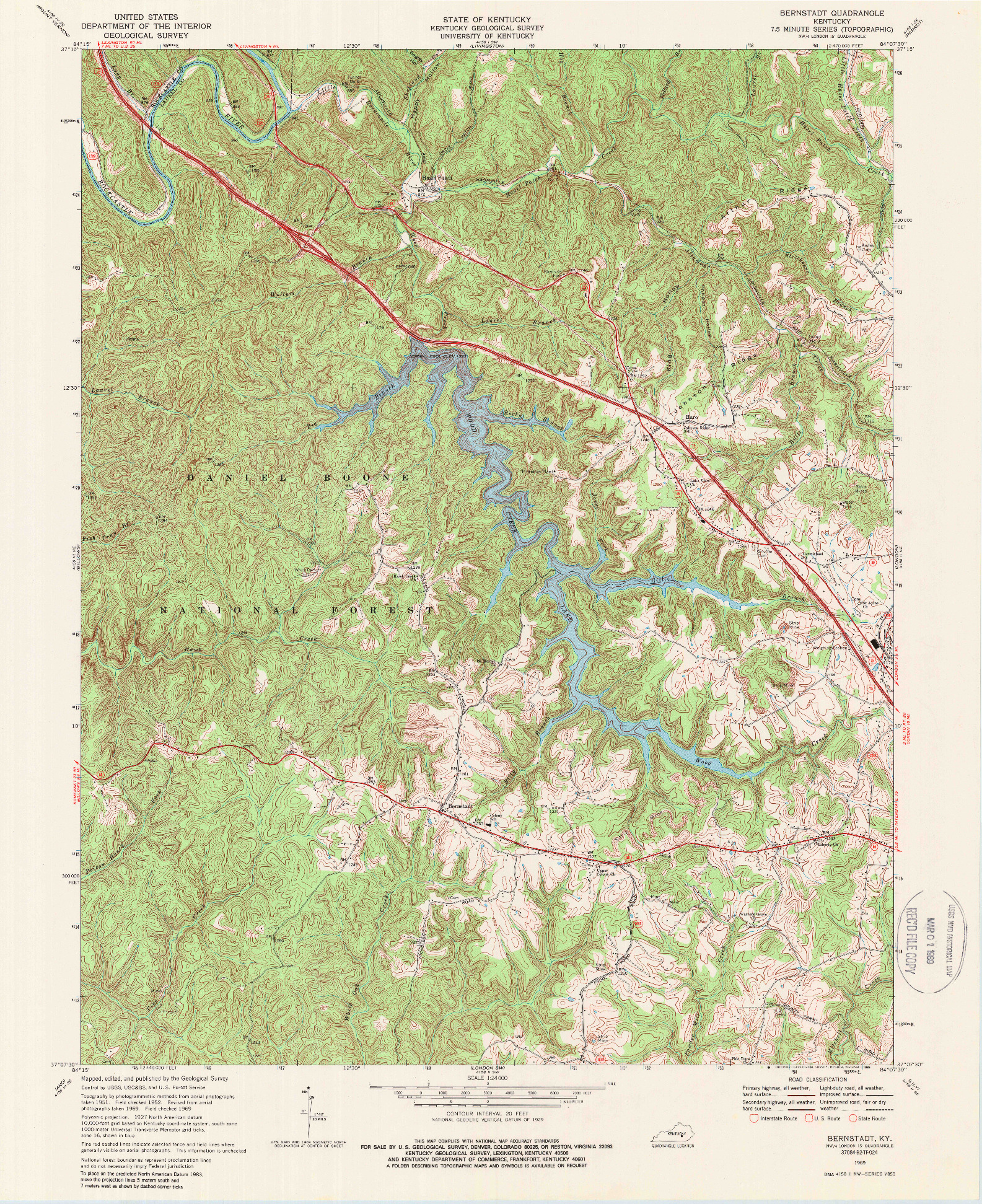 USGS 1:24000-SCALE QUADRANGLE FOR BERNSTADT, KY 1969