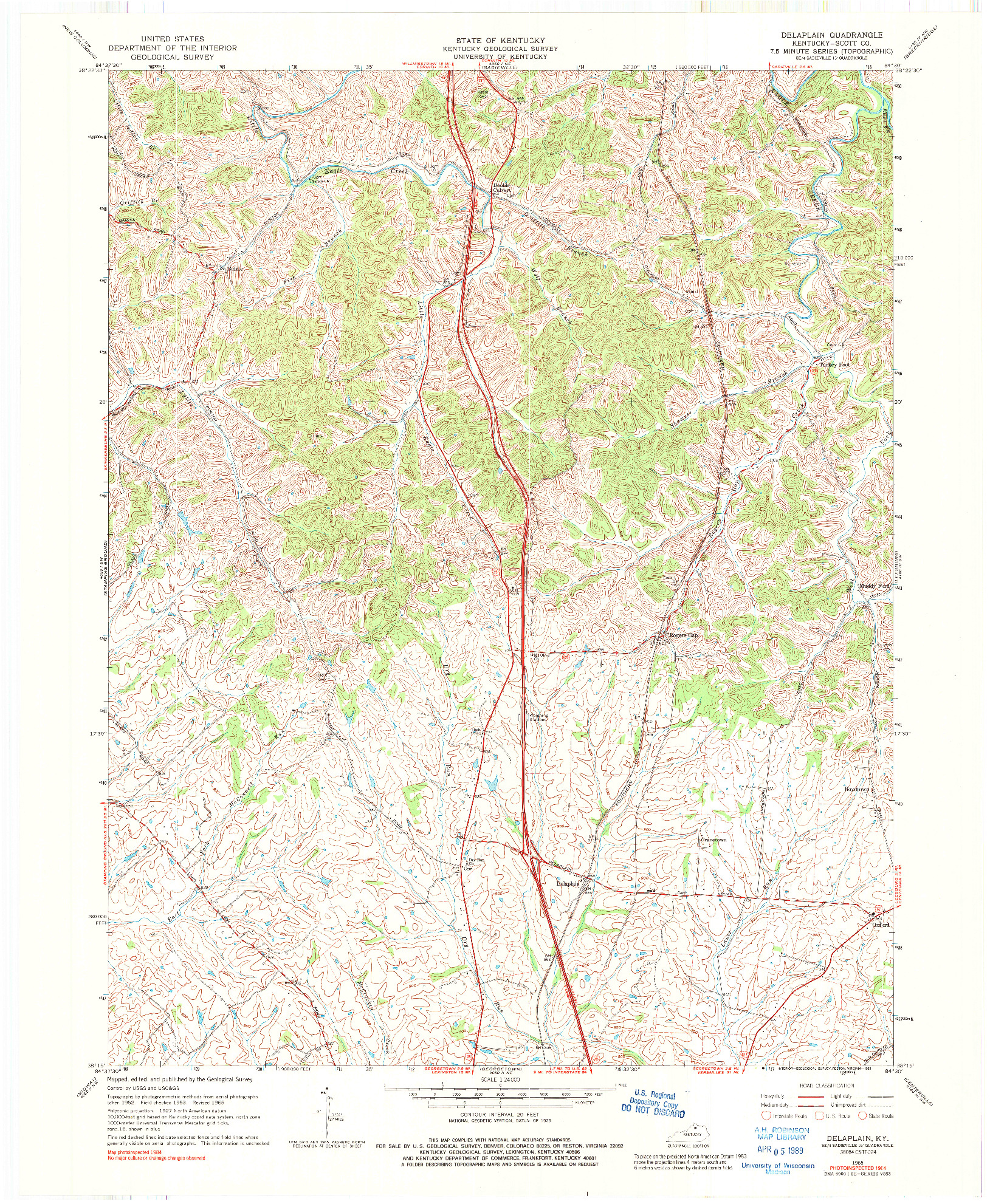 USGS 1:24000-SCALE QUADRANGLE FOR DELAPLAIN, KY 1965