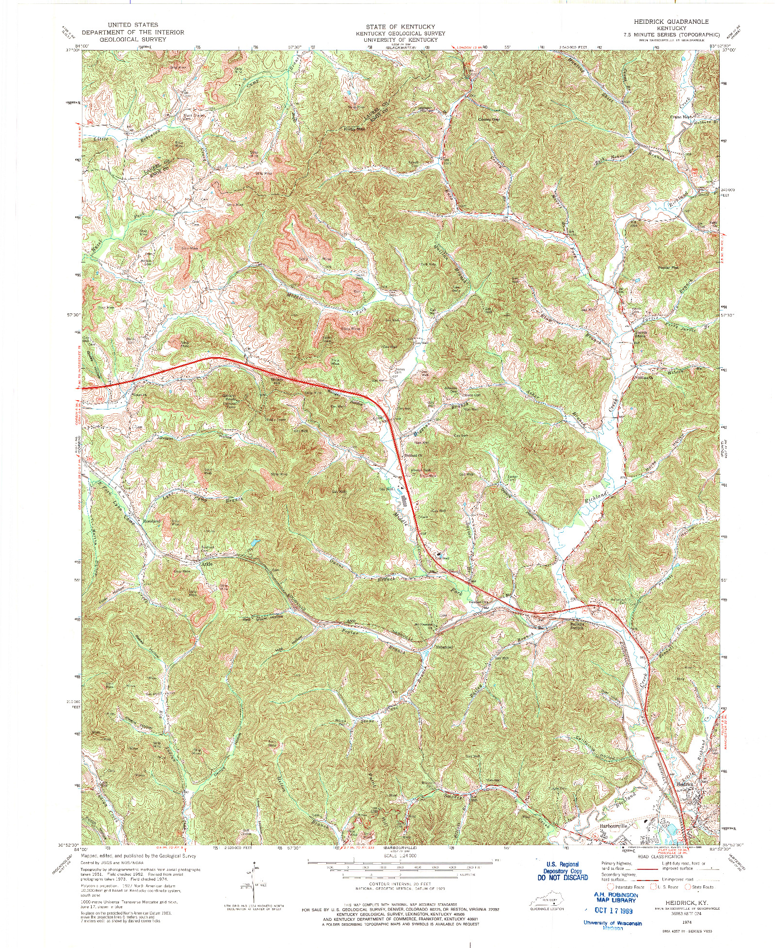 USGS 1:24000-SCALE QUADRANGLE FOR HEIDRICK, KY 1974