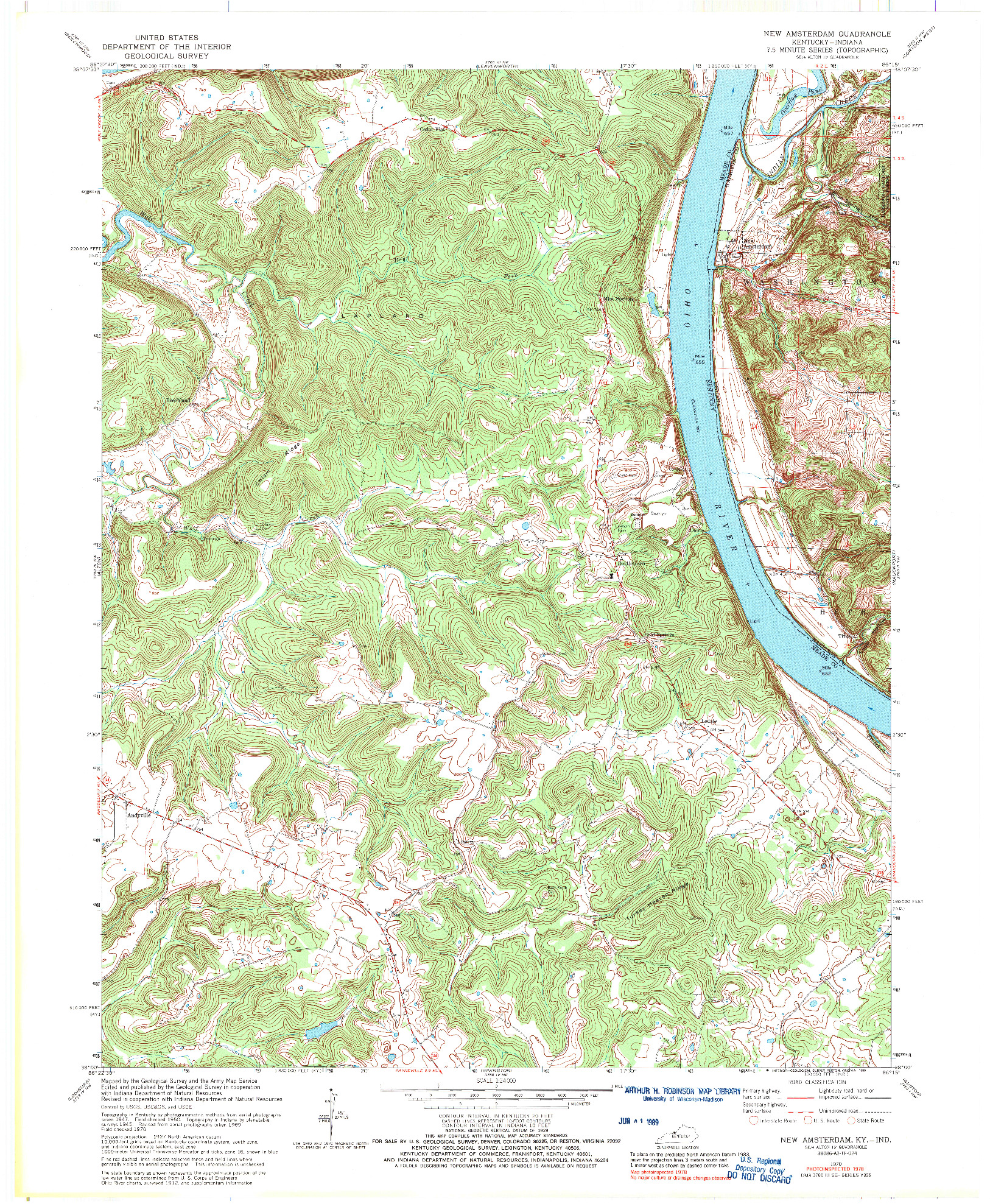 USGS 1:24000-SCALE QUADRANGLE FOR NEW AMSTERDAM, KY 1970