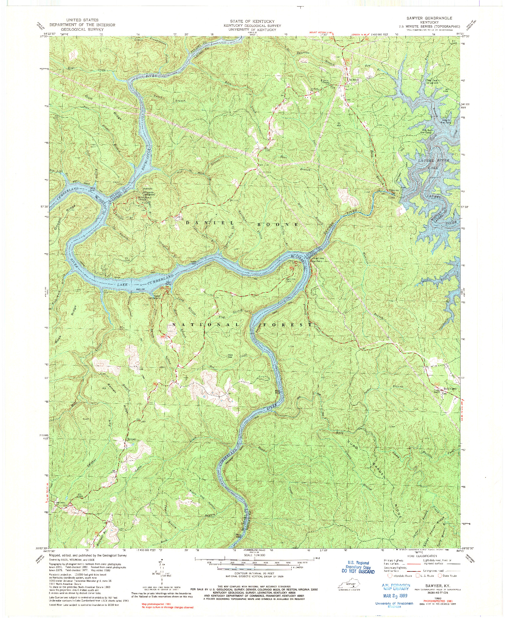 USGS 1:24000-SCALE QUADRANGLE FOR SAWYER, KY 1980