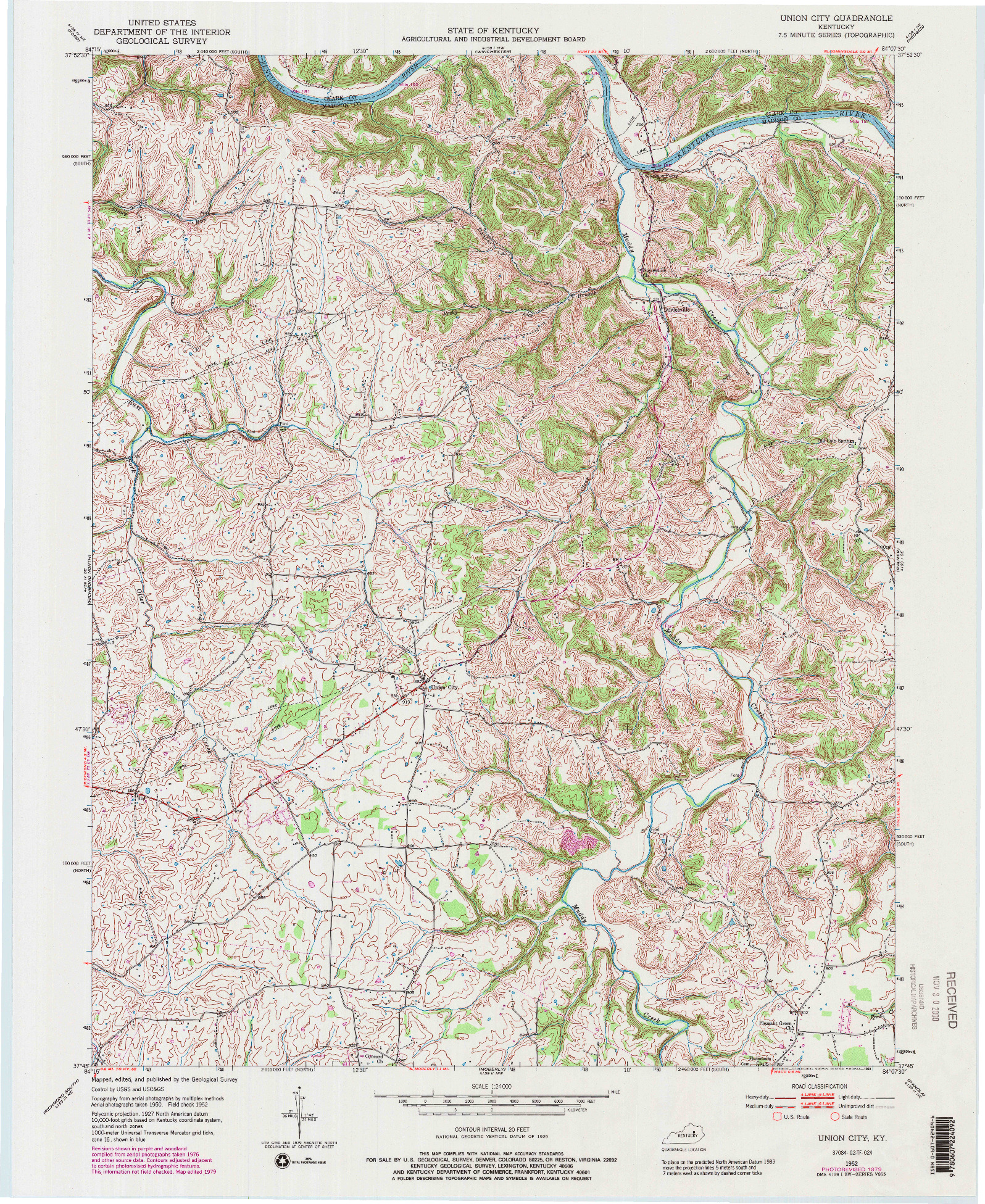 USGS 1:24000-SCALE QUADRANGLE FOR UNION CITY, KY 1952