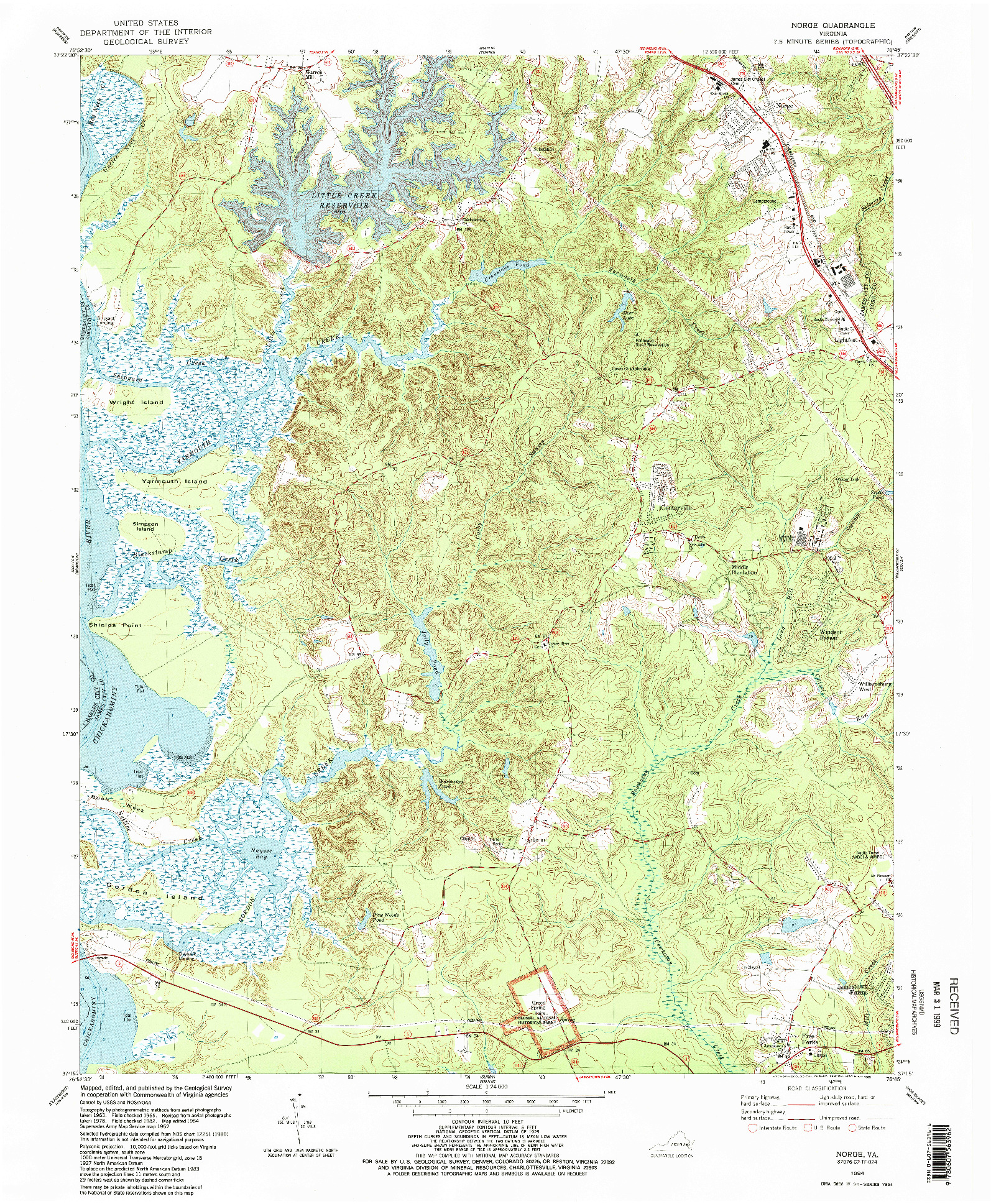 USGS 1:24000-SCALE QUADRANGLE FOR NORGE, VA 1984