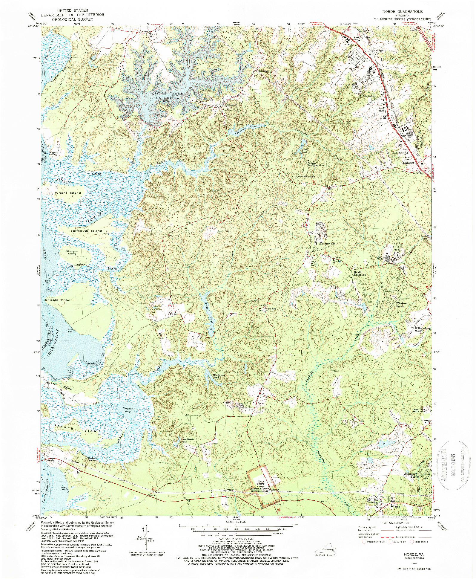 USGS 1:24000-SCALE QUADRANGLE FOR NORGE, VA 1984