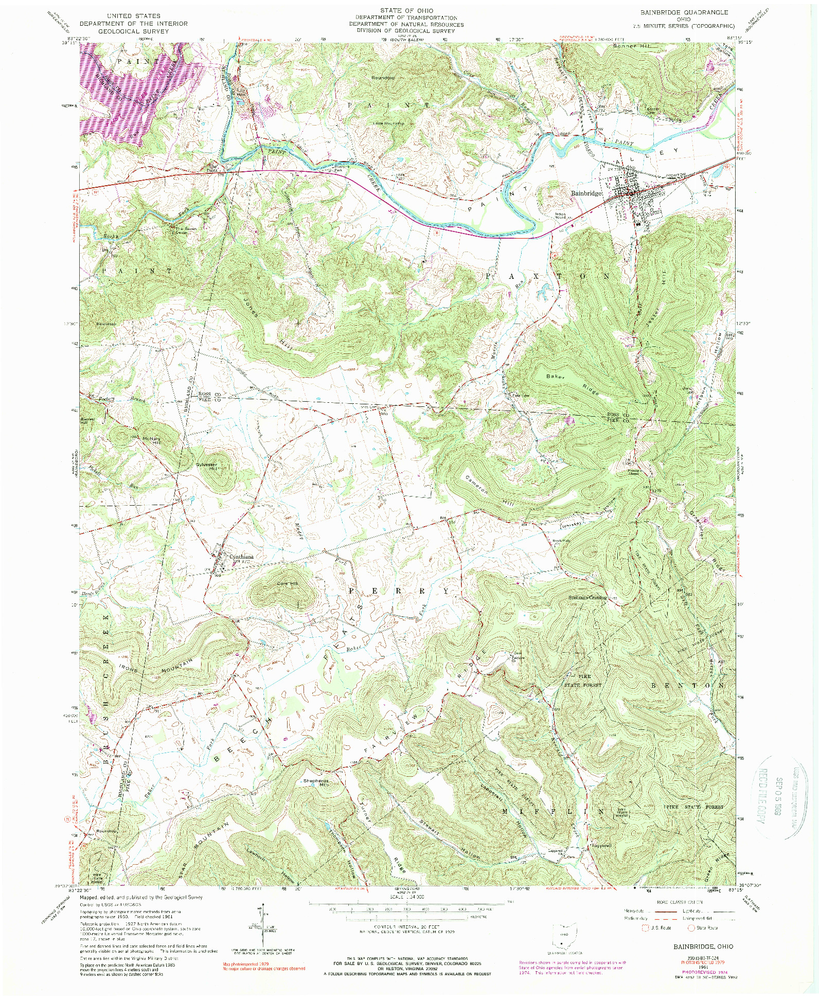 USGS 1:24000-SCALE QUADRANGLE FOR BAINBRIDGE, OH 1961