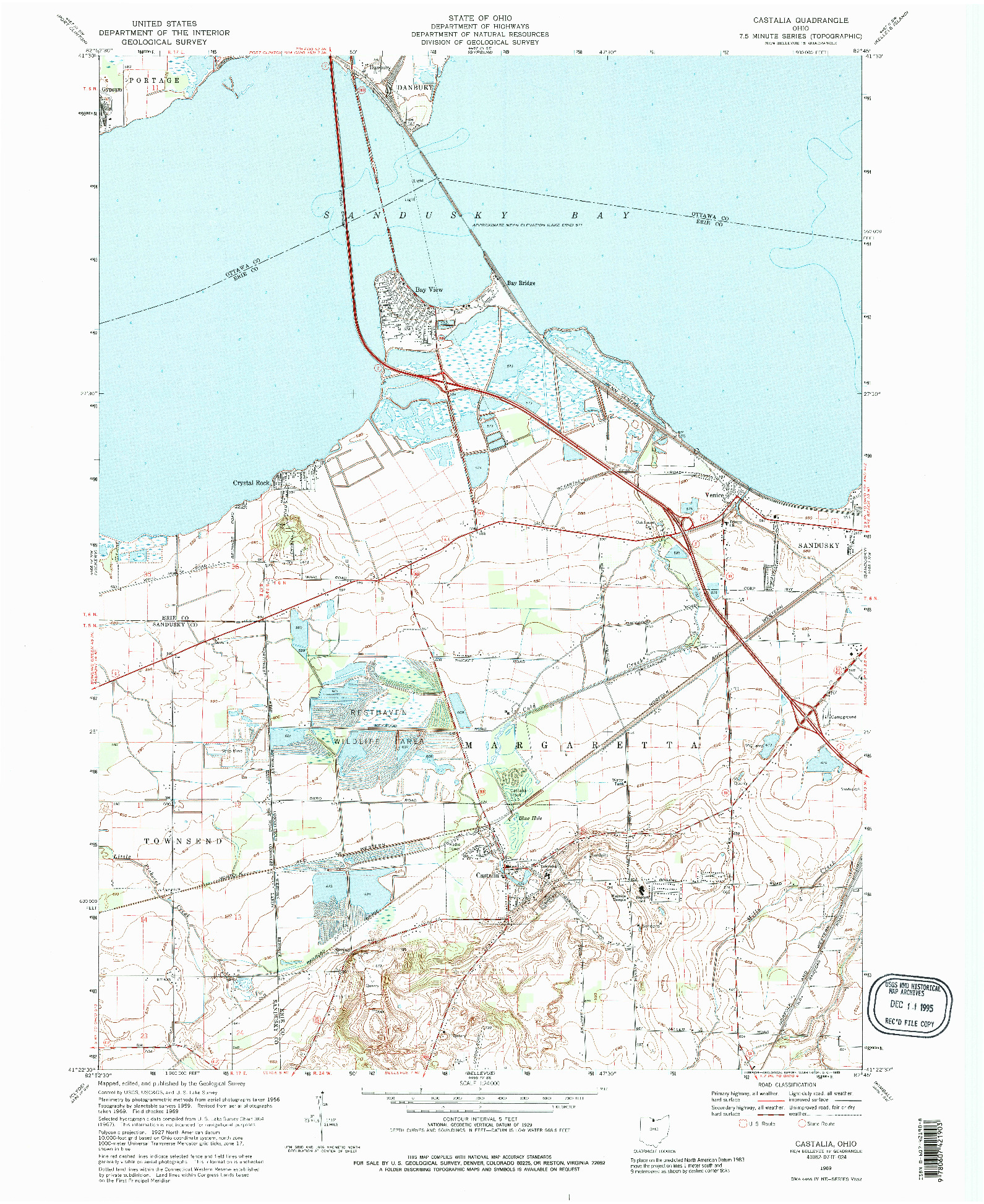 USGS 1:24000-SCALE QUADRANGLE FOR CASTALIA, OH 1969