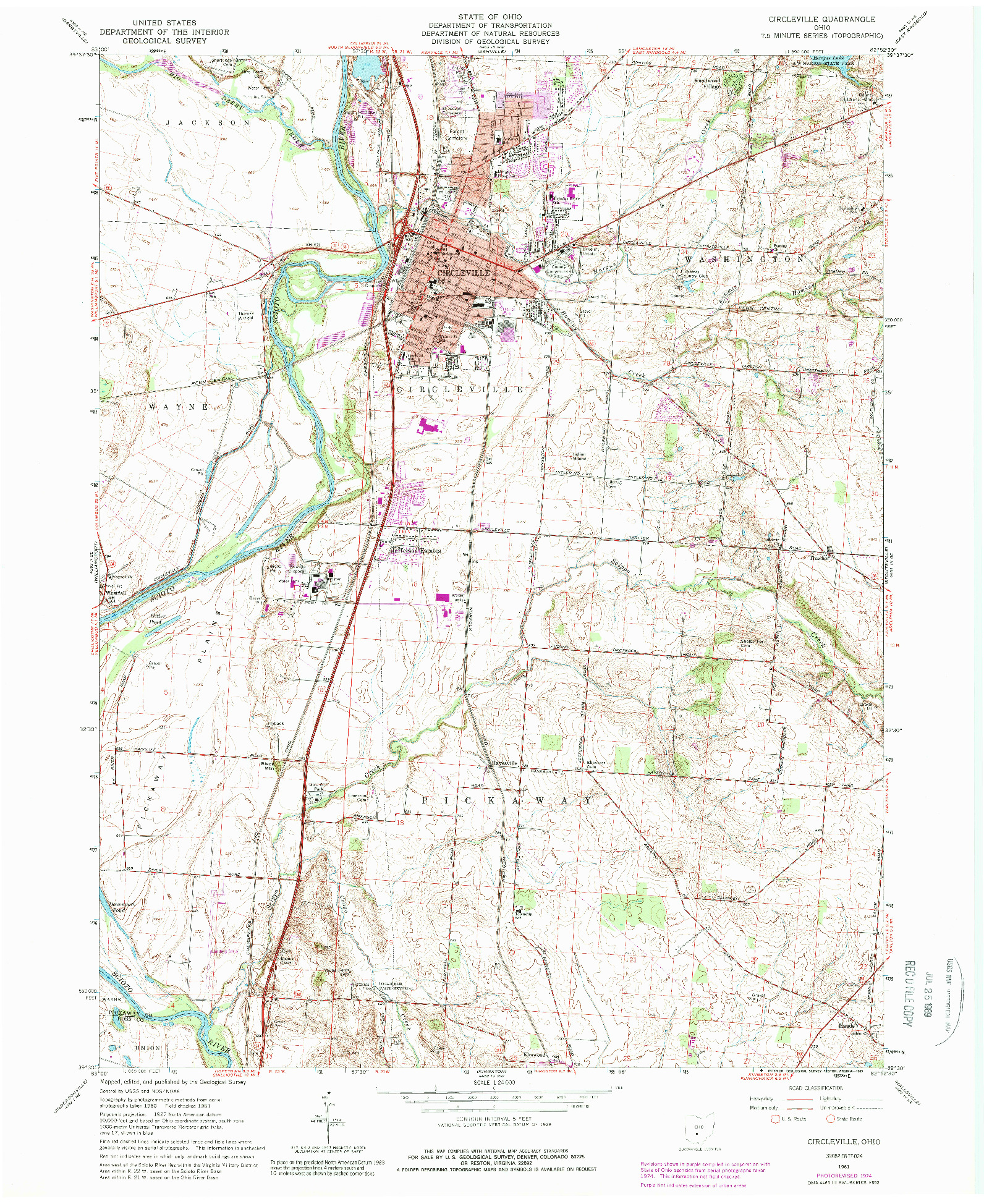 USGS 1:24000-SCALE QUADRANGLE FOR CIRCLEVILLE, OH 1961