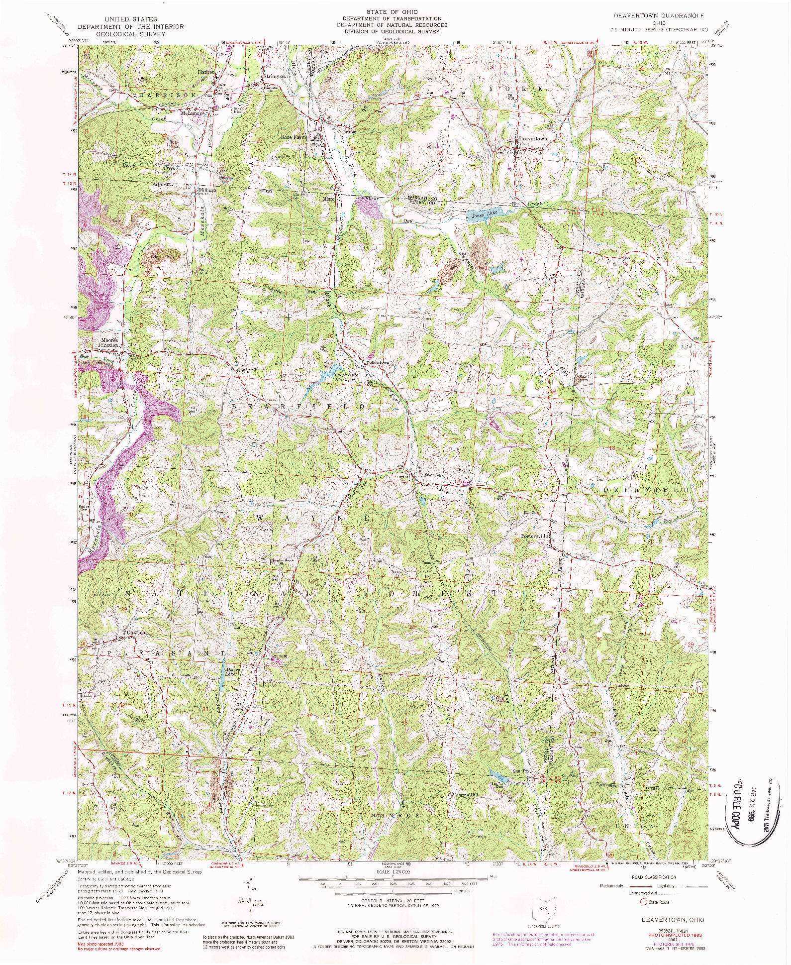 USGS 1:24000-SCALE QUADRANGLE FOR DEAVERTOWN, OH 1961