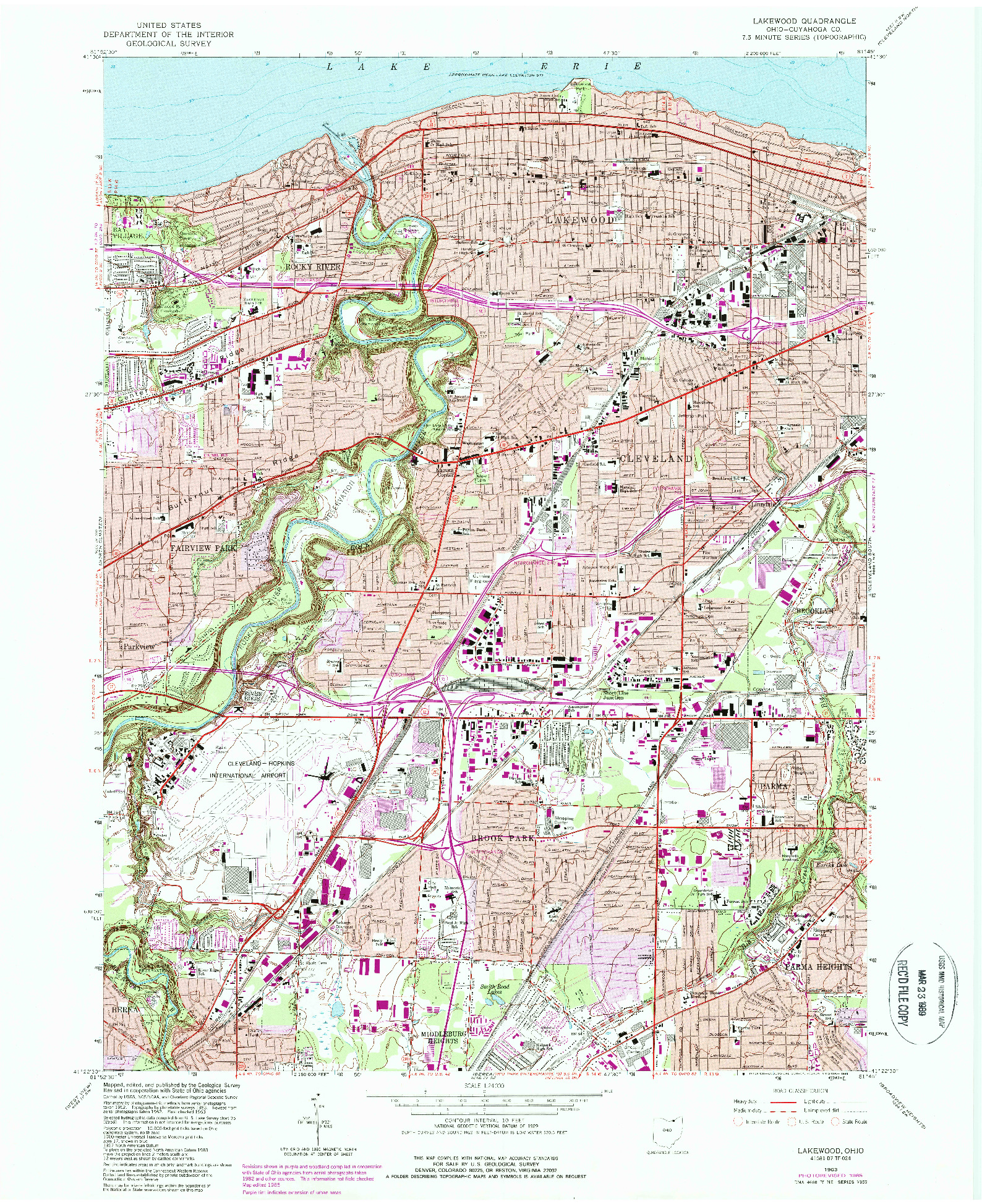 USGS 1:24000-SCALE QUADRANGLE FOR LAKEWOOD, OH 1963