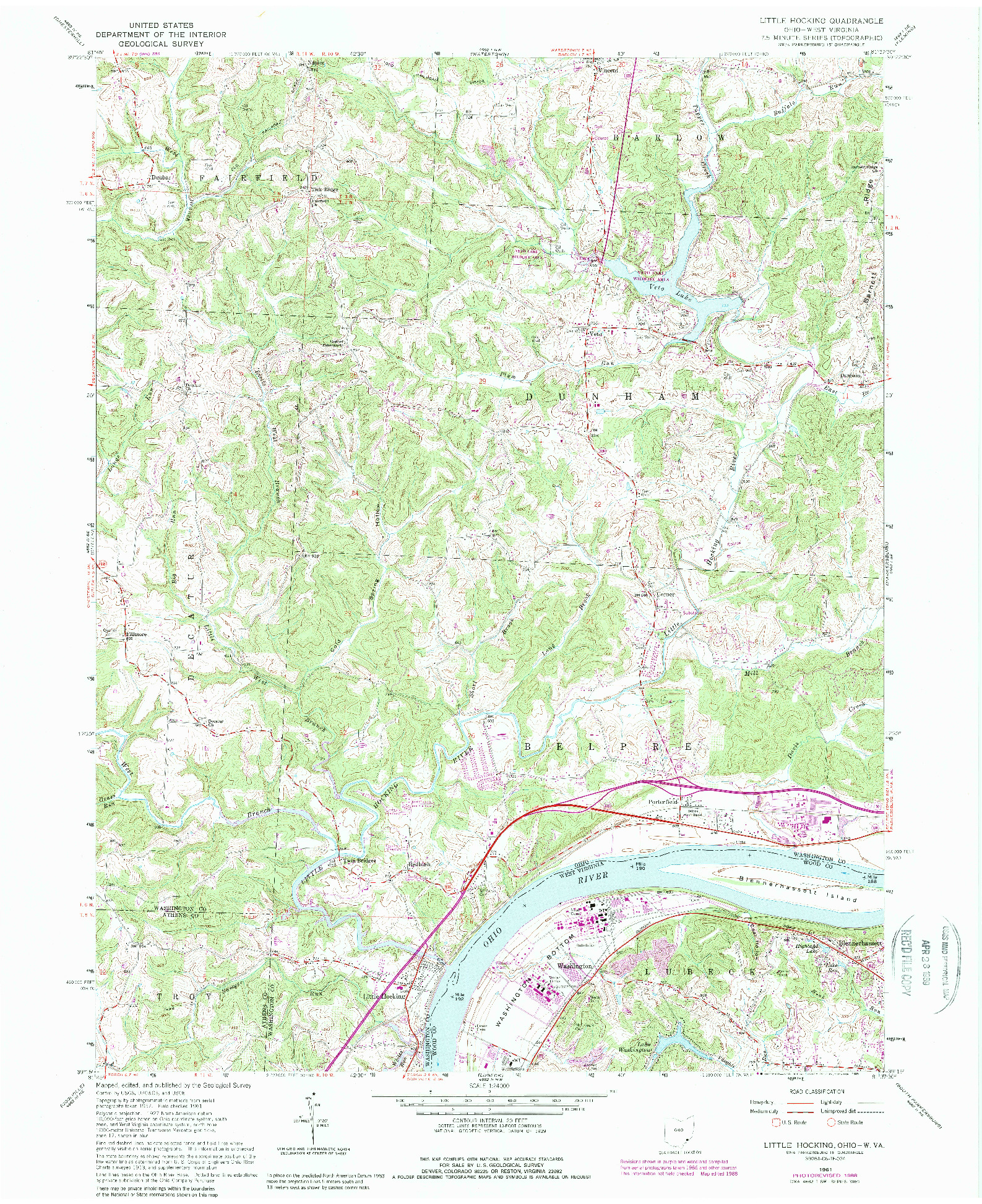USGS 1:24000-SCALE QUADRANGLE FOR LITTLE HOCKING, OH 1961