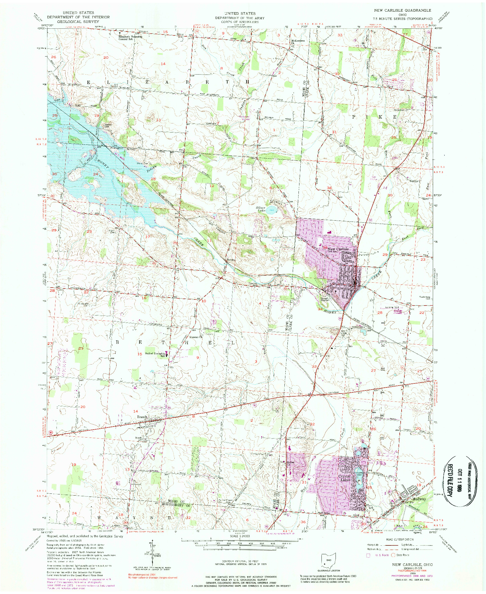 USGS 1:24000-SCALE QUADRANGLE FOR NEW CARLISLE, OH 1955