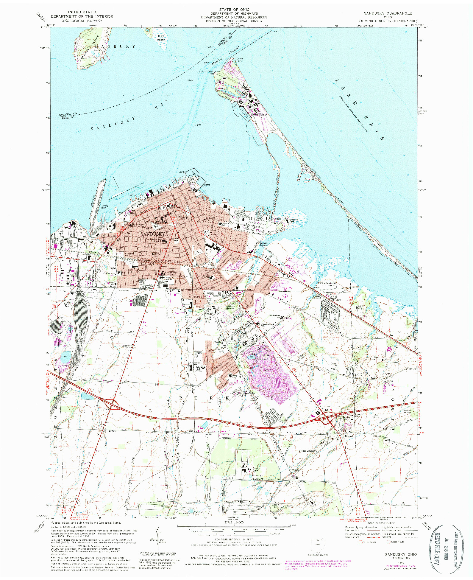 USGS 1:24000-SCALE QUADRANGLE FOR SANDUSKY, OH 1969