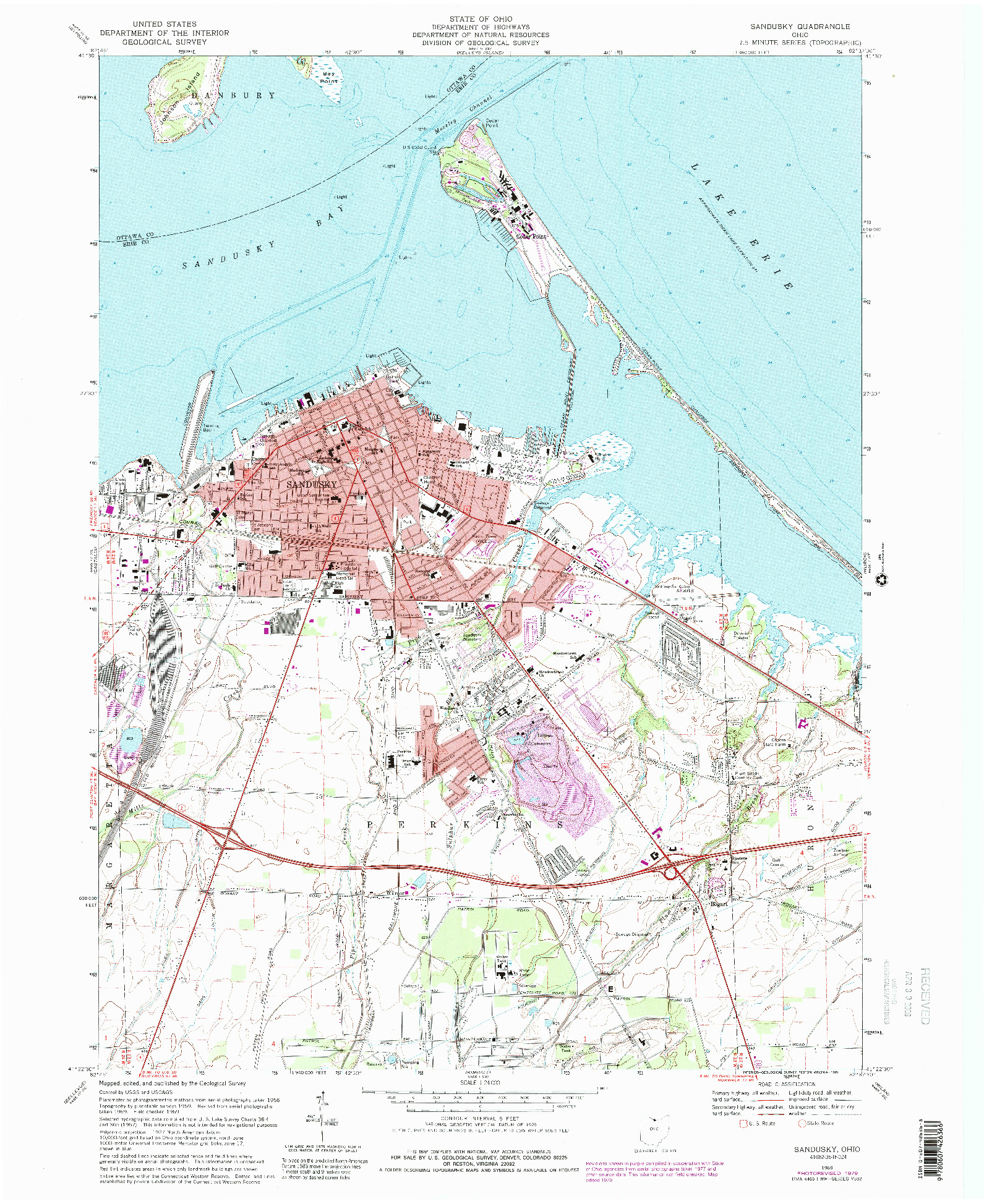 USGS 1:24000-SCALE QUADRANGLE FOR SANDUSKY, OH 1969