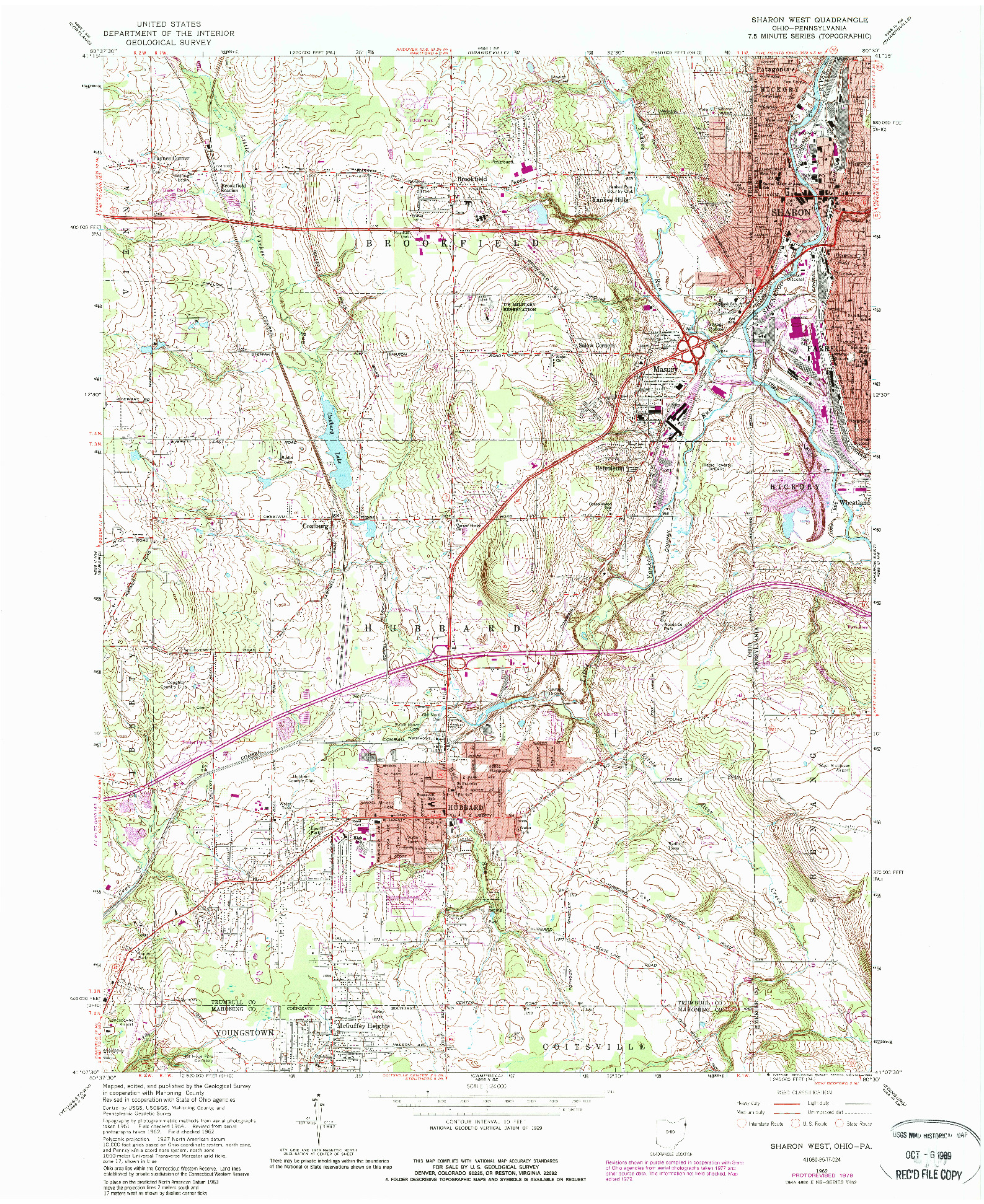 USGS 1:24000-SCALE QUADRANGLE FOR SHARON WEST, OH 1962