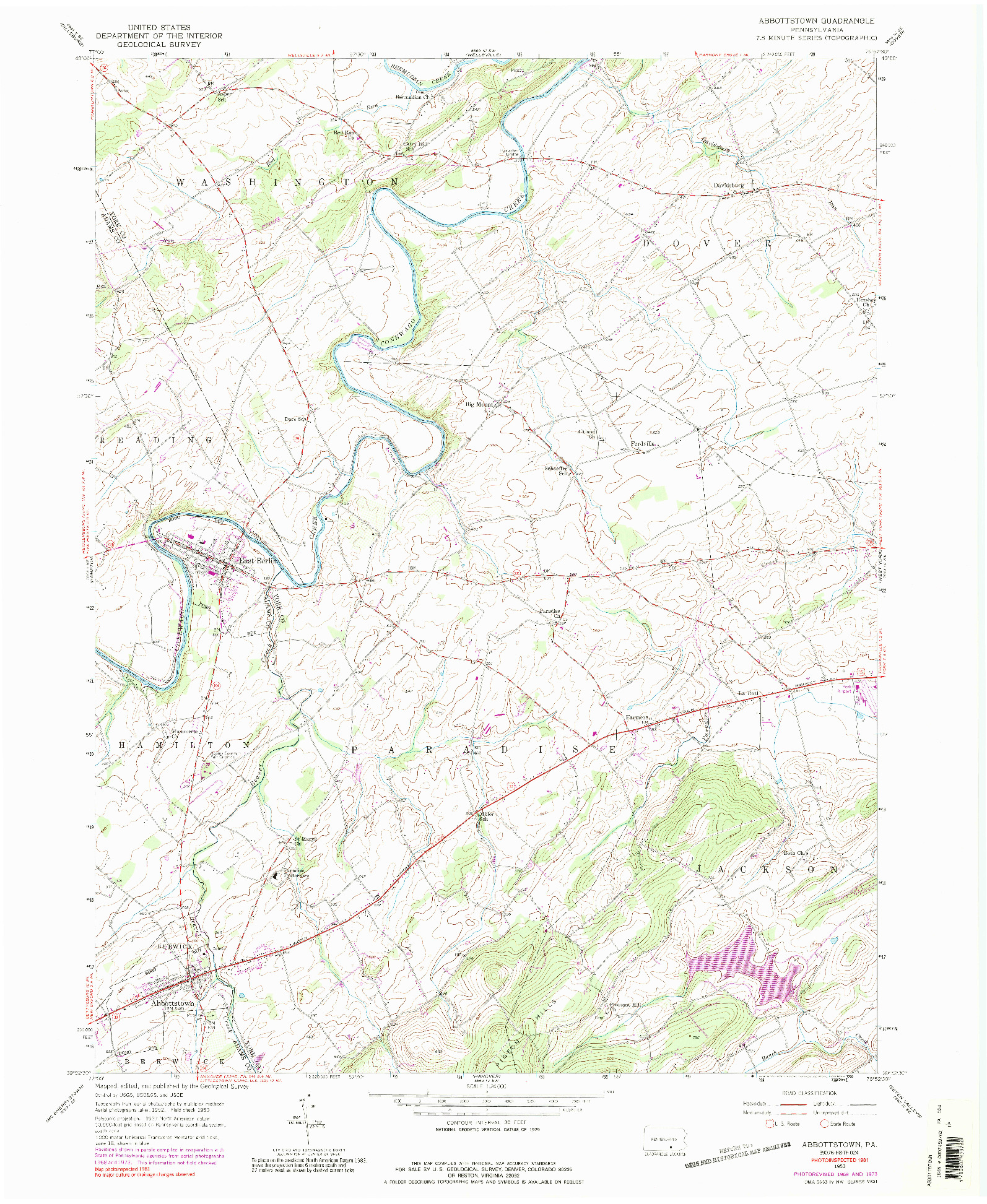 USGS 1:24000-SCALE QUADRANGLE FOR ABBOTTSTOWN, PA 1953