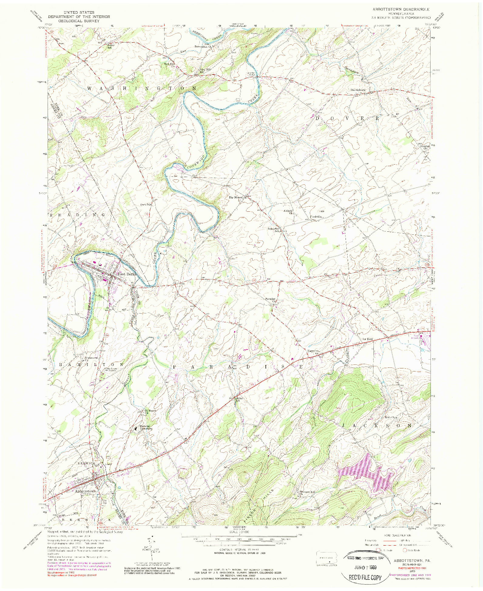 USGS 1:24000-SCALE QUADRANGLE FOR ABBOTTSTOWN, PA 1953