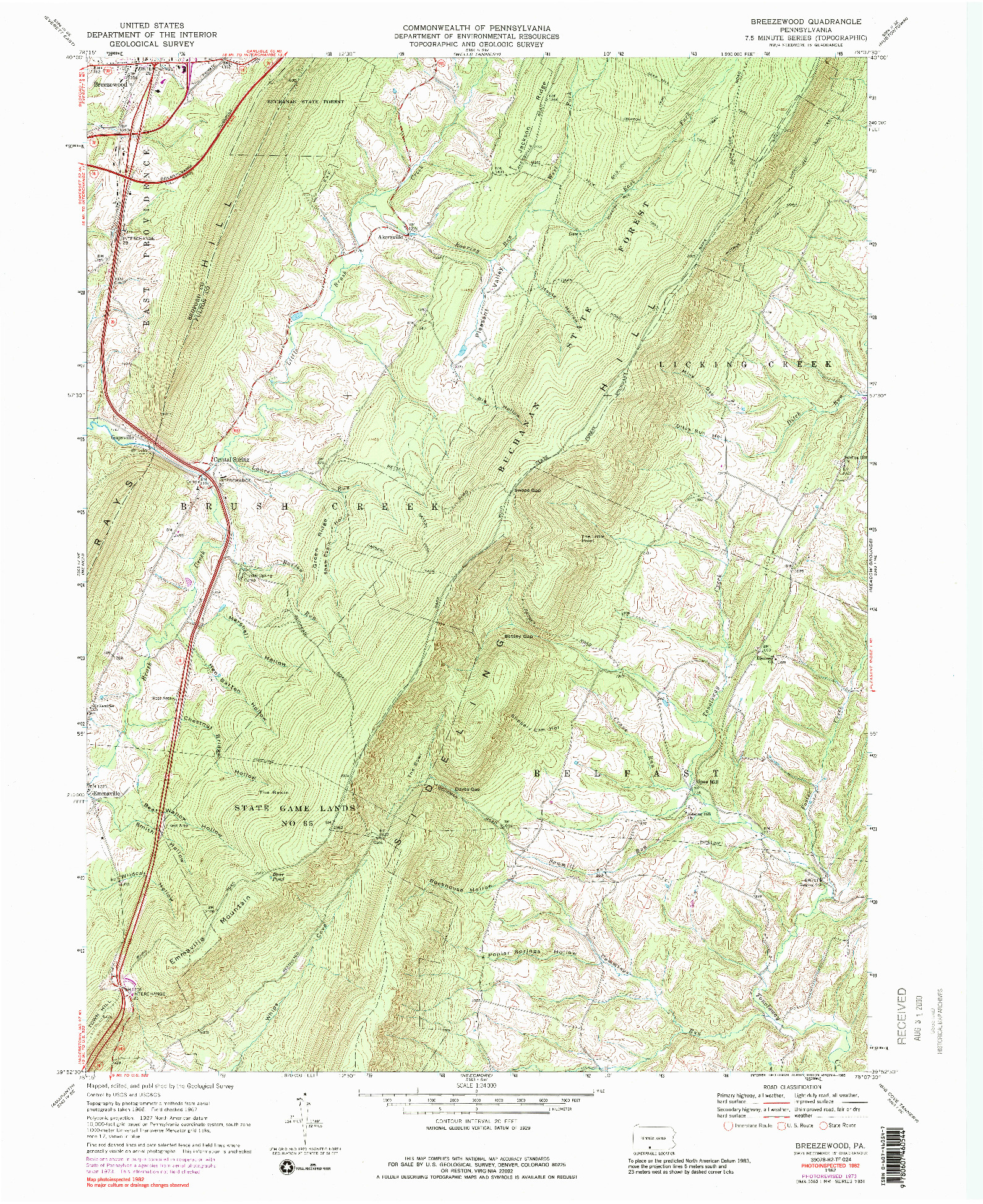 USGS 1:24000-SCALE QUADRANGLE FOR BREEZEWOOD, PA 1969