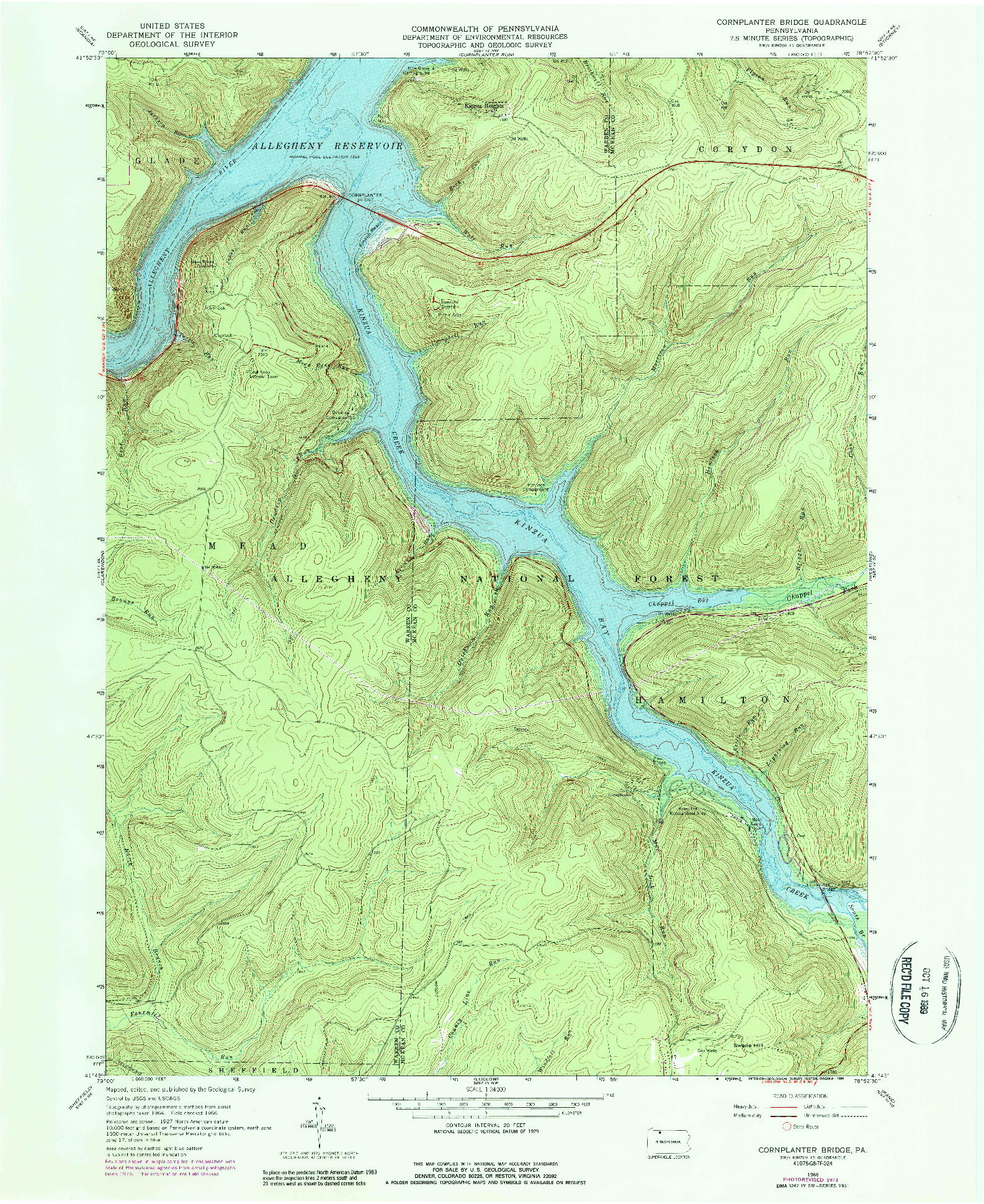 USGS 1:24000-SCALE QUADRANGLE FOR CORNPLANTER BRIDGE, PA 1966