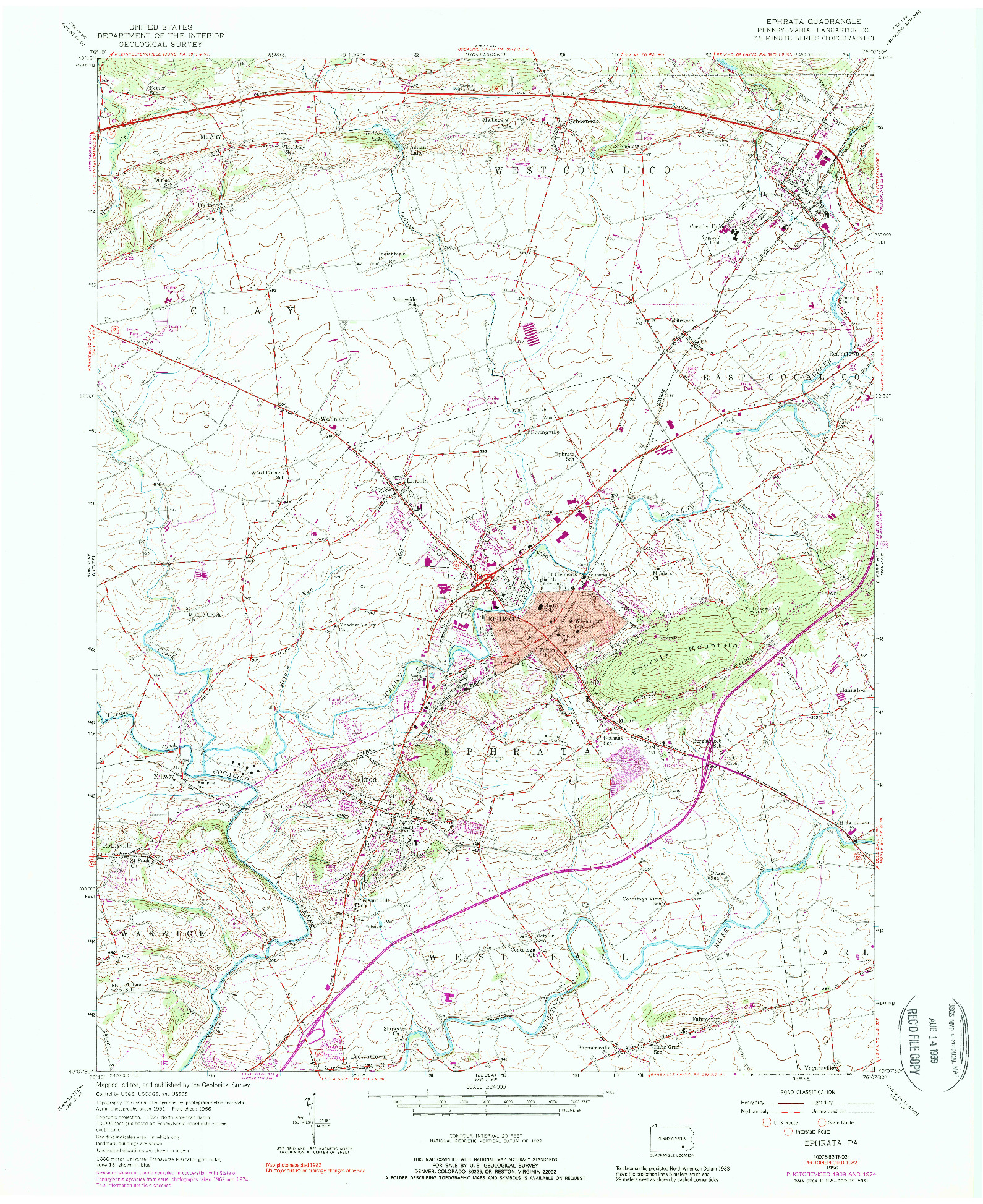 USGS 1:24000-SCALE QUADRANGLE FOR EPHRATA, PA 1956