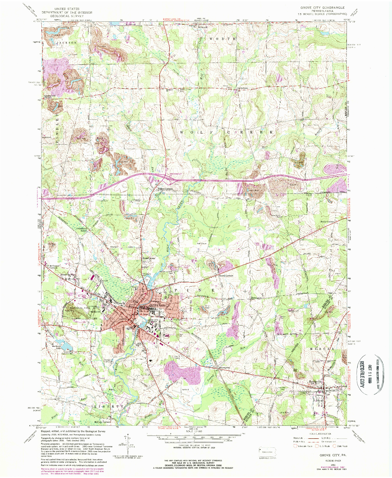 USGS 1:24000-SCALE QUADRANGLE FOR GROVE CITY, PA 1961