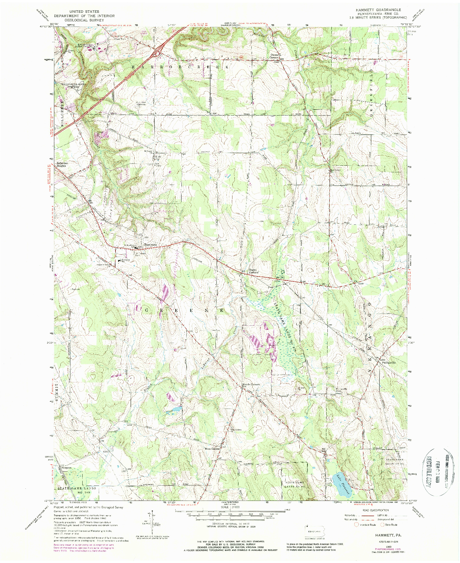 USGS 1:24000-SCALE QUADRANGLE FOR HAMMETT, PA 1960