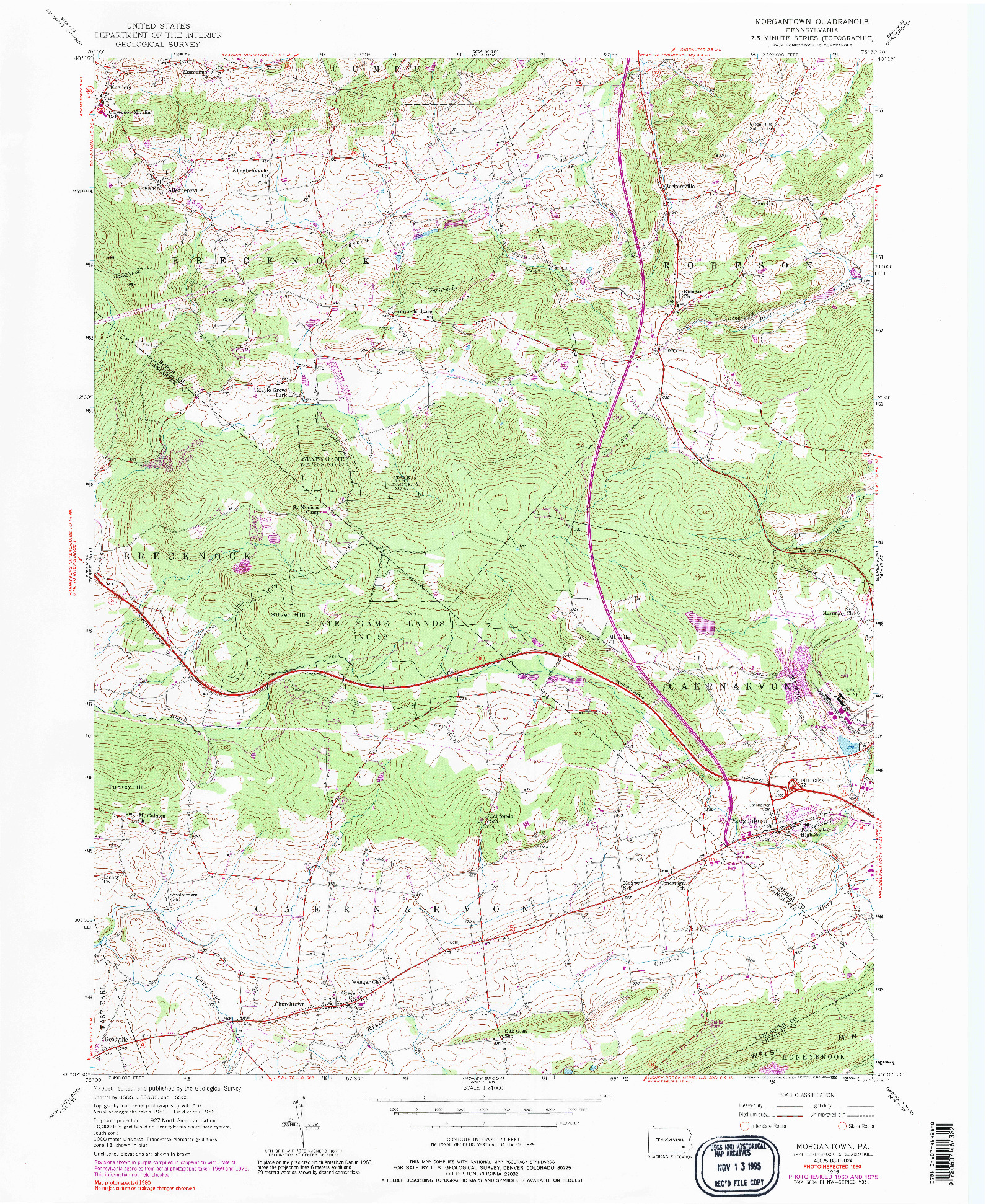 USGS 1:24000-SCALE QUADRANGLE FOR MORGANTOWN, PA 1956