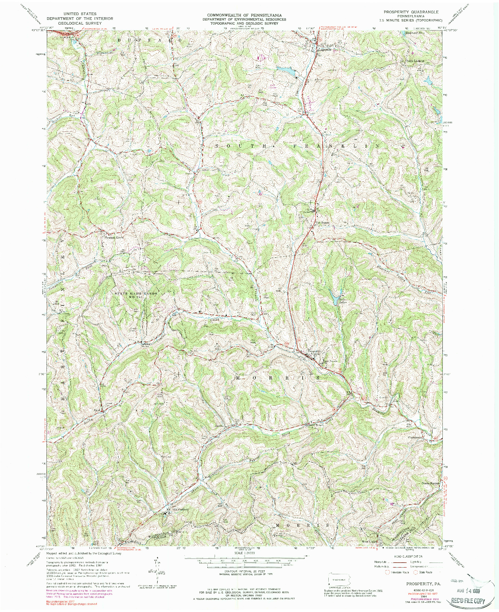 USGS 1:24000-SCALE QUADRANGLE FOR PROSPERITY, PA 1964