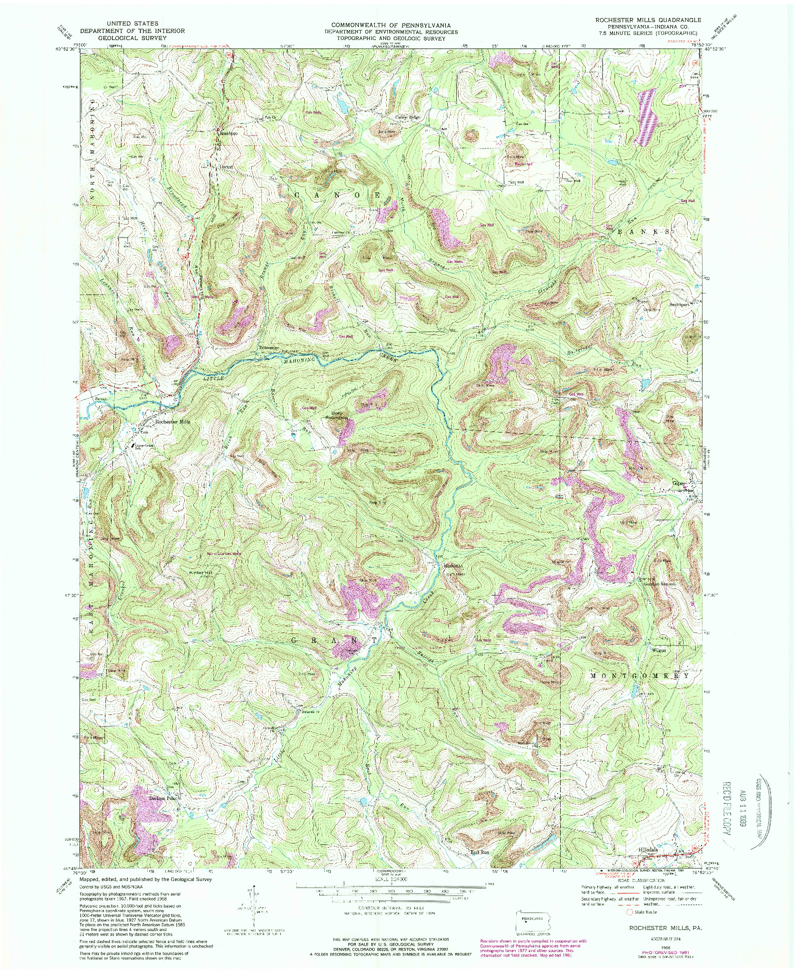 USGS 1:24000-SCALE QUADRANGLE FOR ROCHESTER MILLS, PA 1968