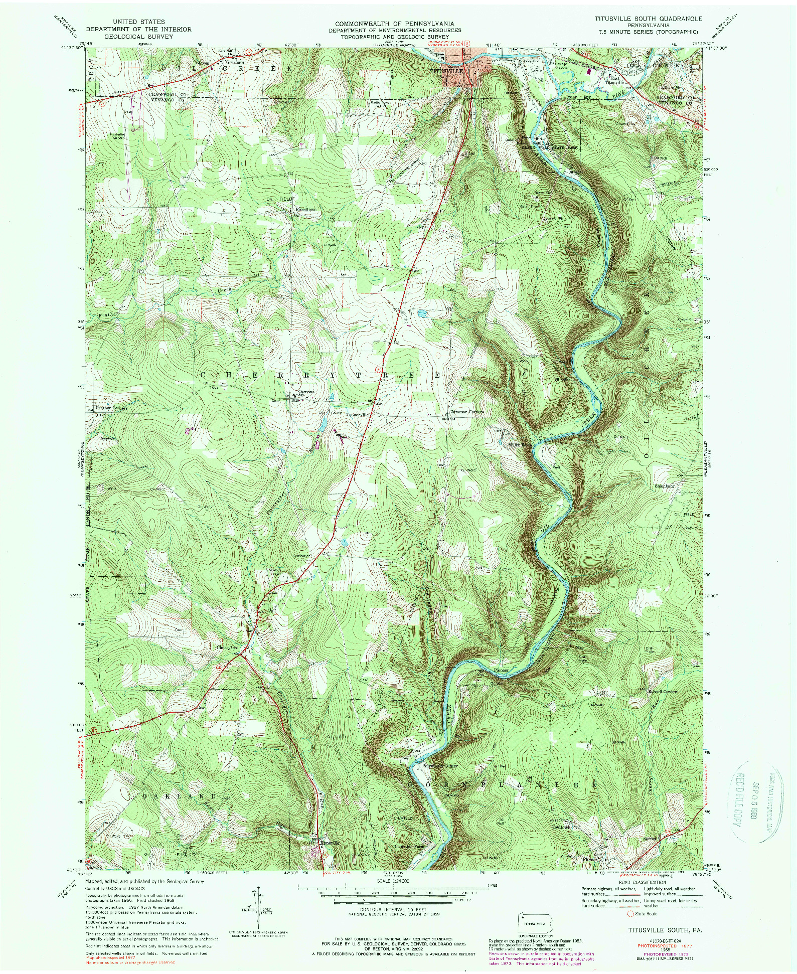 USGS 1:24000-SCALE QUADRANGLE FOR TITUSVILLE SOUTH, PA 1968