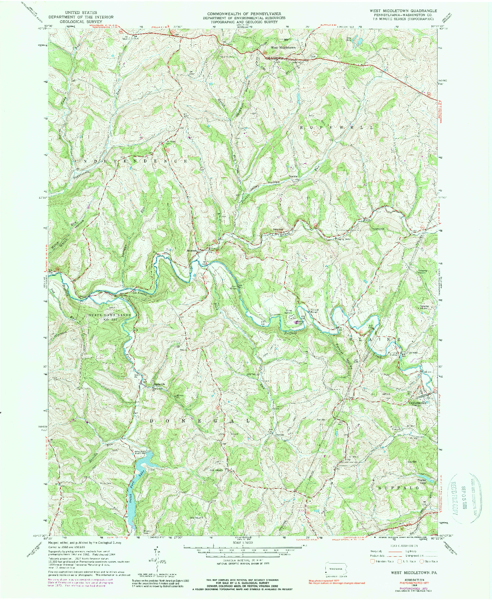 USGS 1:24000-SCALE QUADRANGLE FOR WEST MIDDLETOWN, PA 1964