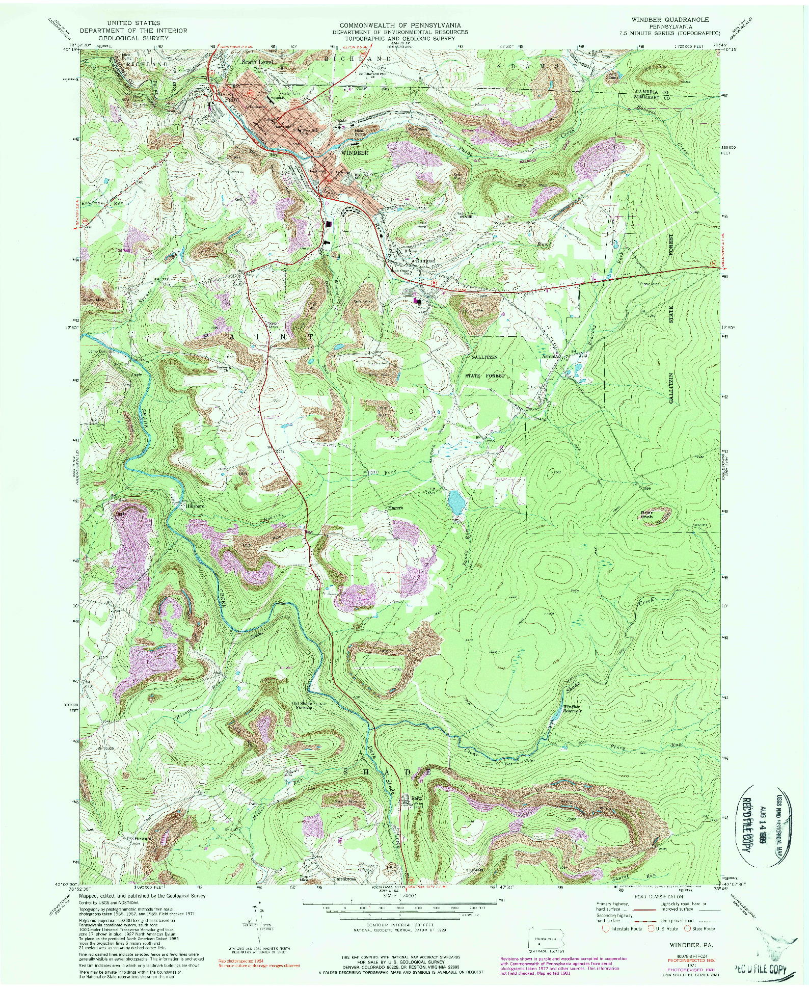 USGS 1:24000-SCALE QUADRANGLE FOR WINDBER, PA 1971