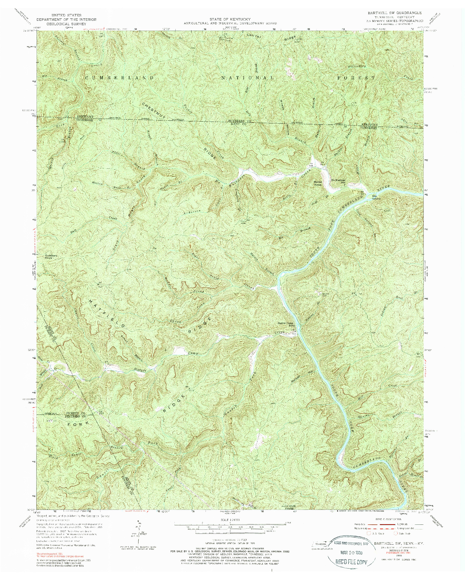 USGS 1:24000-SCALE QUADRANGLE FOR BARTHELL SW, TN 1955