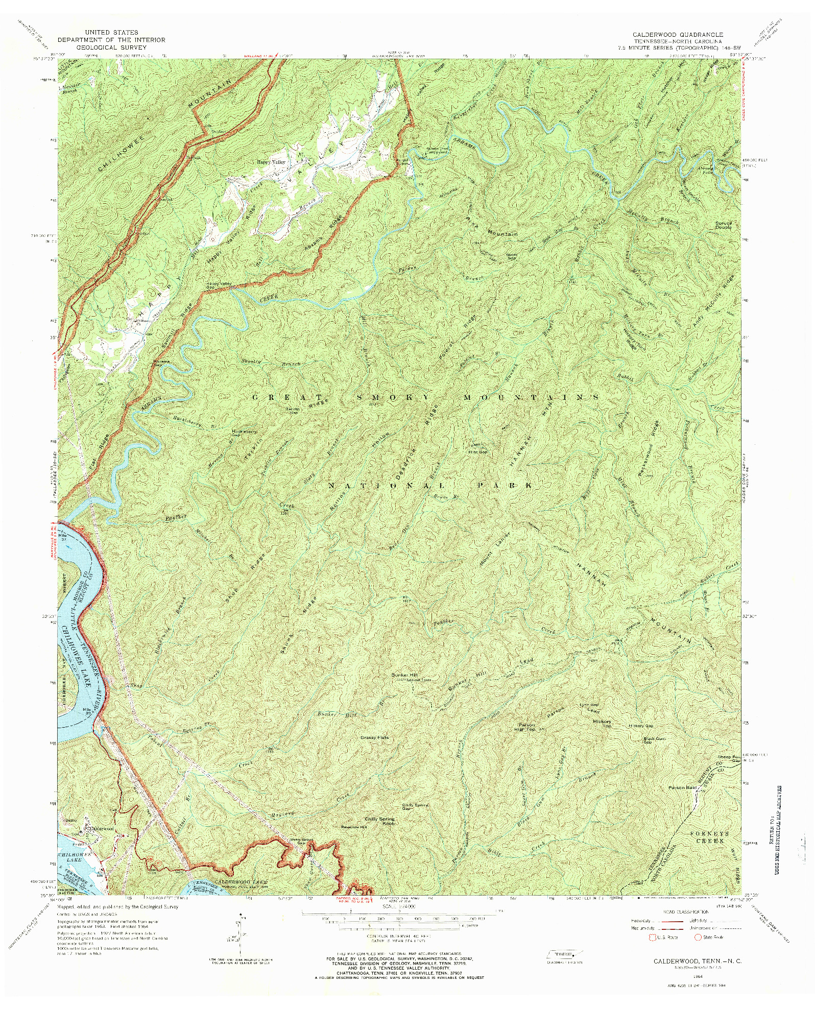 USGS 1:24000-SCALE QUADRANGLE FOR CALDERWOOD, TN 1964