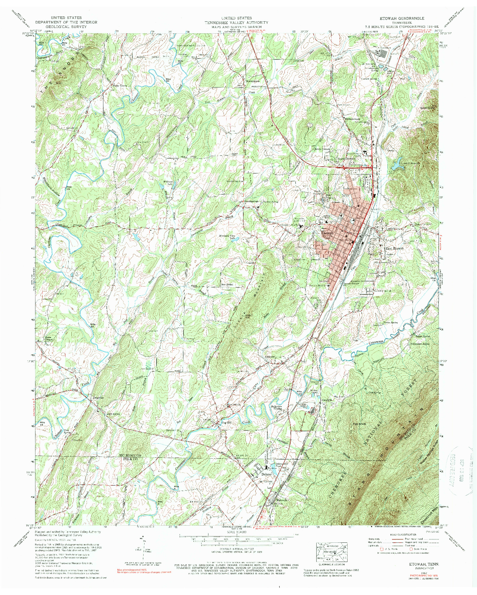 USGS 1:24000-SCALE QUADRANGLE FOR ETOWAH, TN 1967