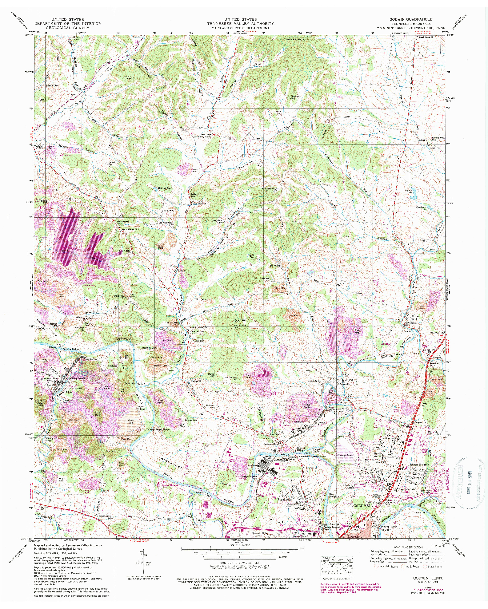 USGS 1:24000-SCALE QUADRANGLE FOR GODWIN, TN 1965