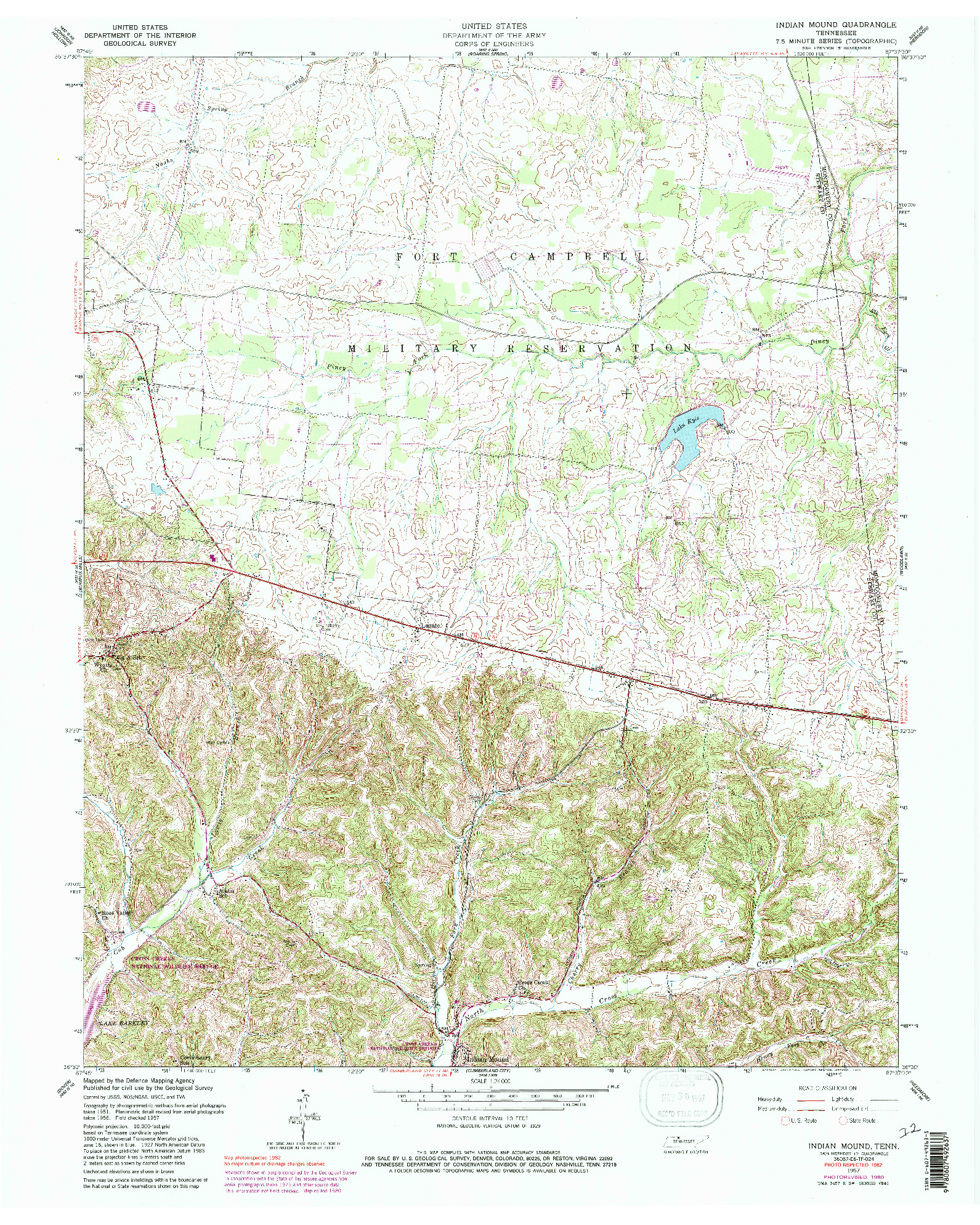 USGS 1:24000-SCALE QUADRANGLE FOR INDIAN MOUND, TN 1957