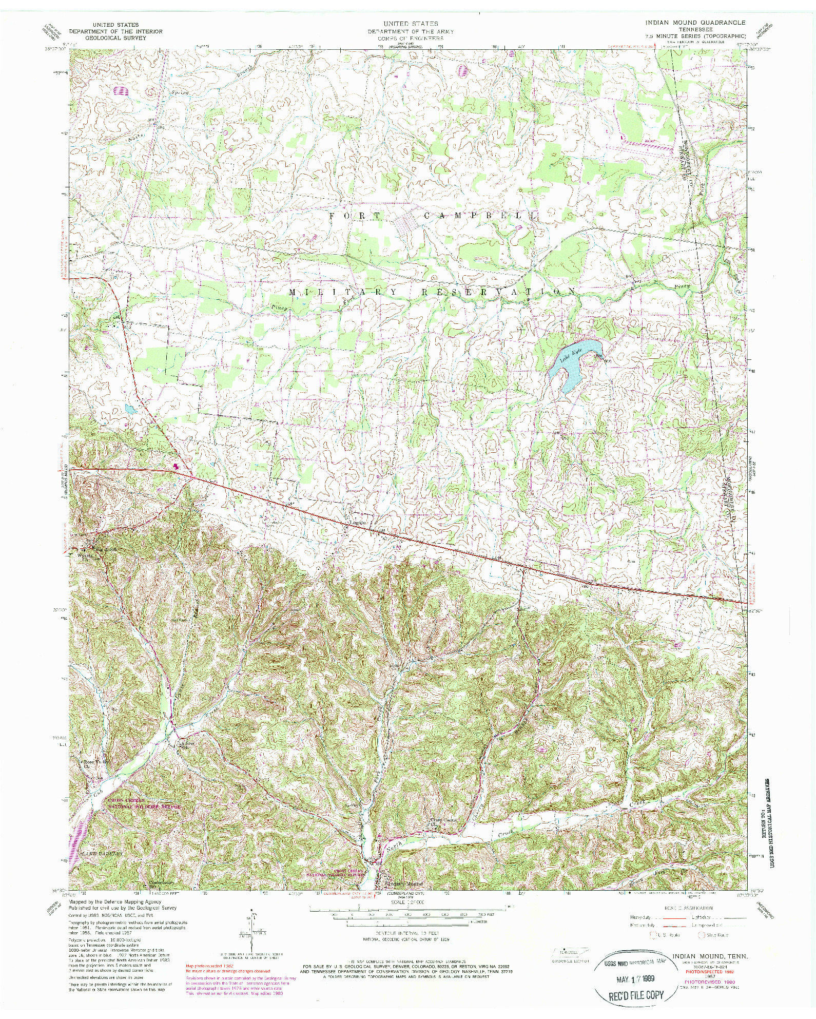 USGS 1:24000-SCALE QUADRANGLE FOR INDIAN MOUND, TN 1957