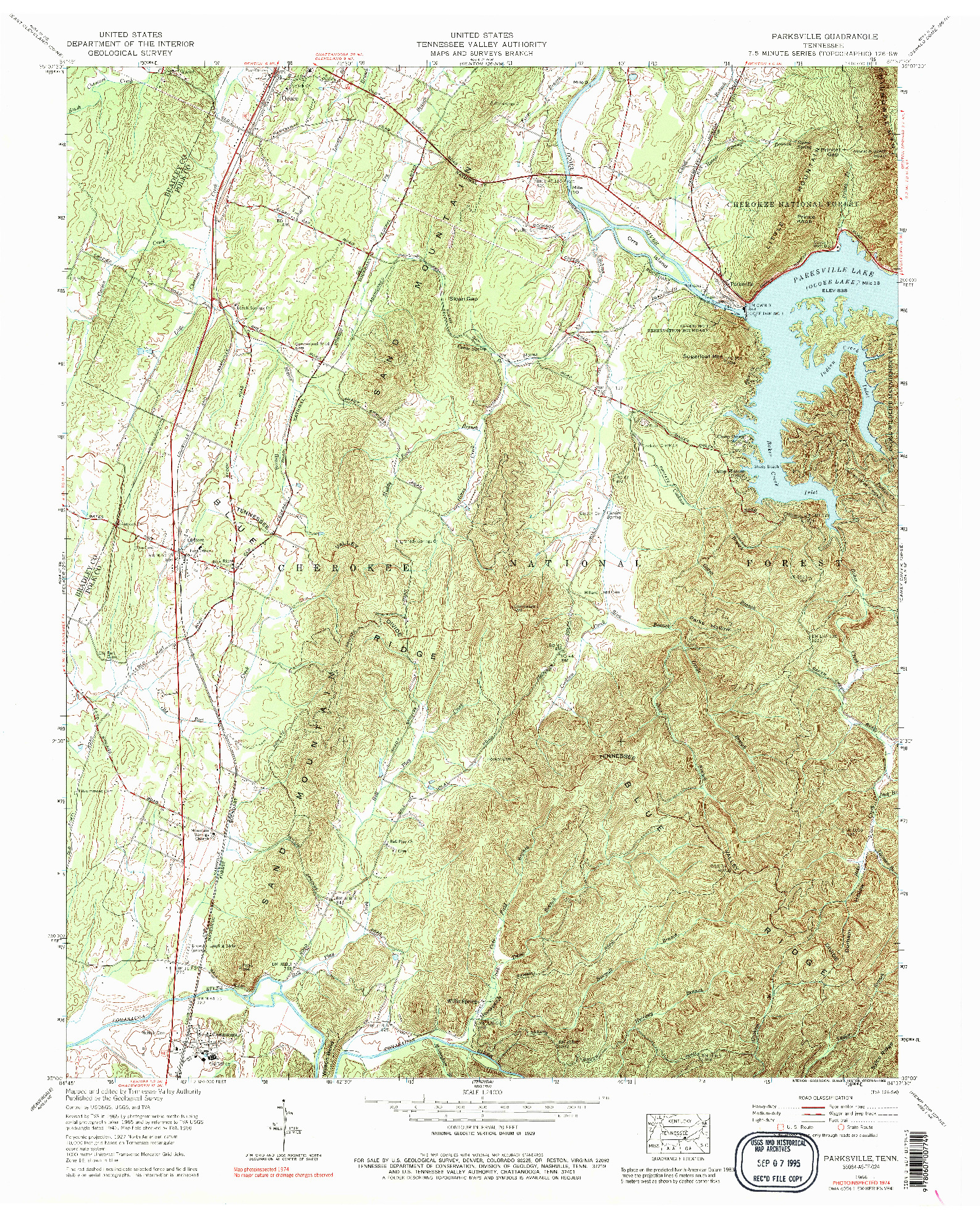 USGS 1:24000-SCALE QUADRANGLE FOR PARKSVILLE, TN 1966
