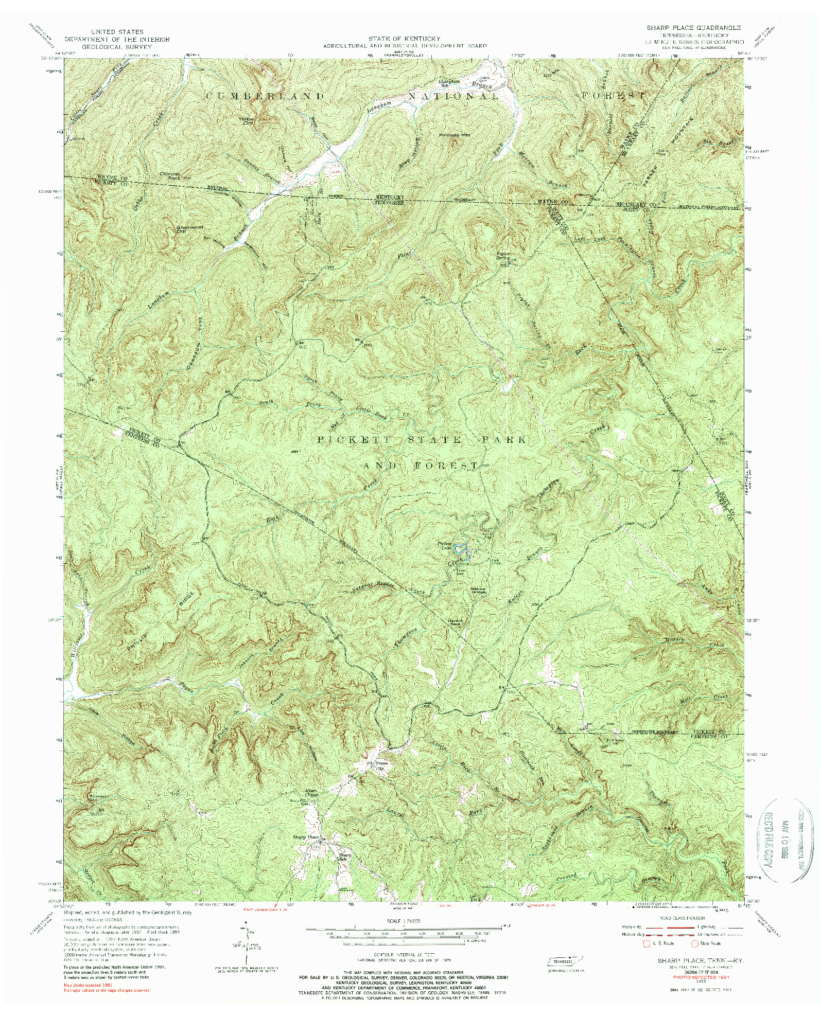 USGS 1:24000-SCALE QUADRANGLE FOR SHARP PLACE, TN 1955