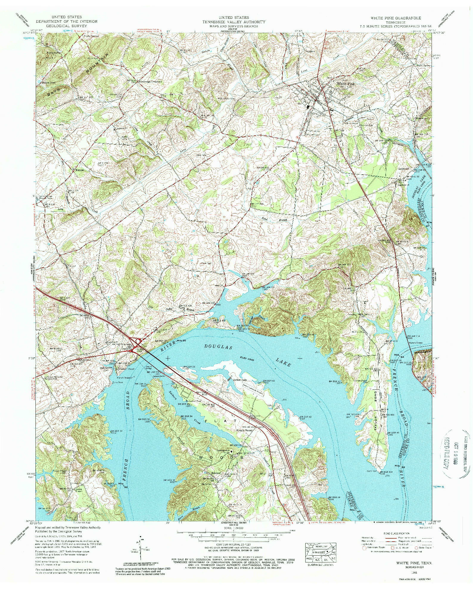 USGS 1:24000-SCALE QUADRANGLE FOR WHITE PINE, TN 1961
