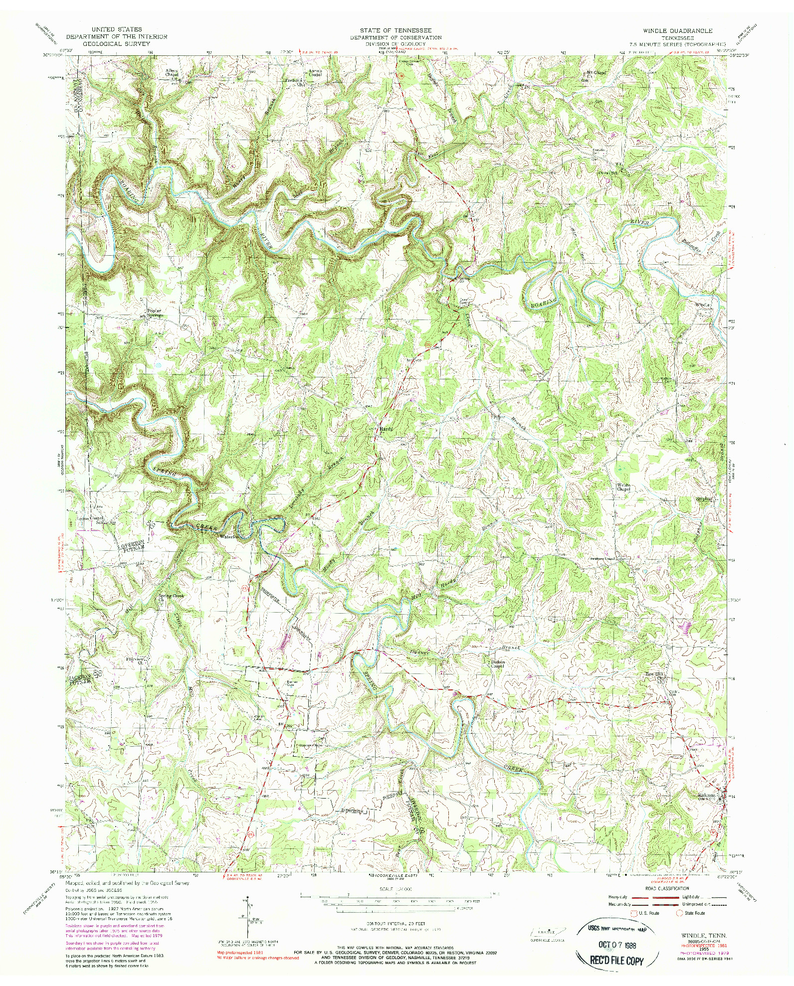 USGS 1:24000-SCALE QUADRANGLE FOR WINDLE, TN 1951