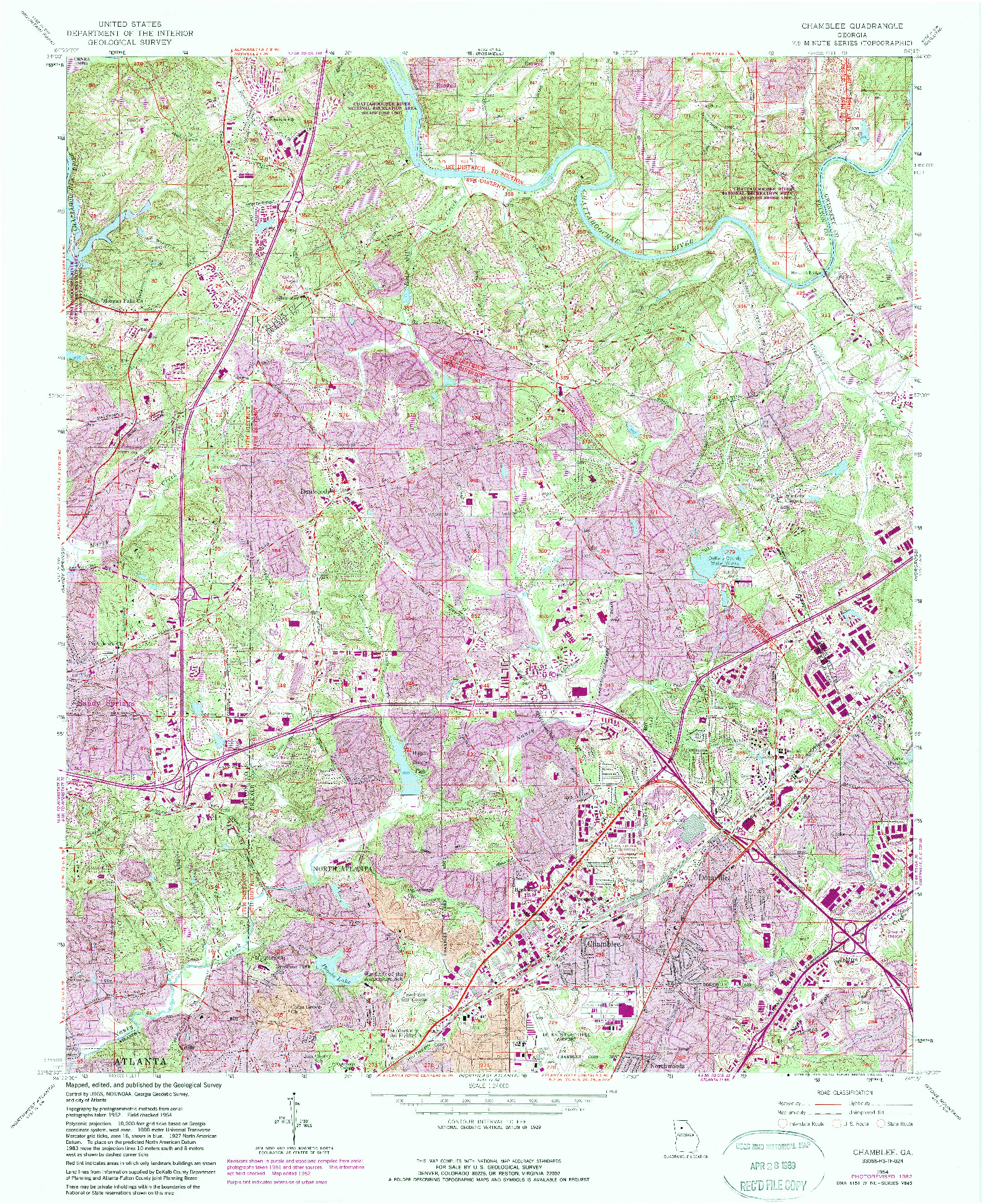USGS 1:24000-SCALE QUADRANGLE FOR CHAMBLEE, GA 1954