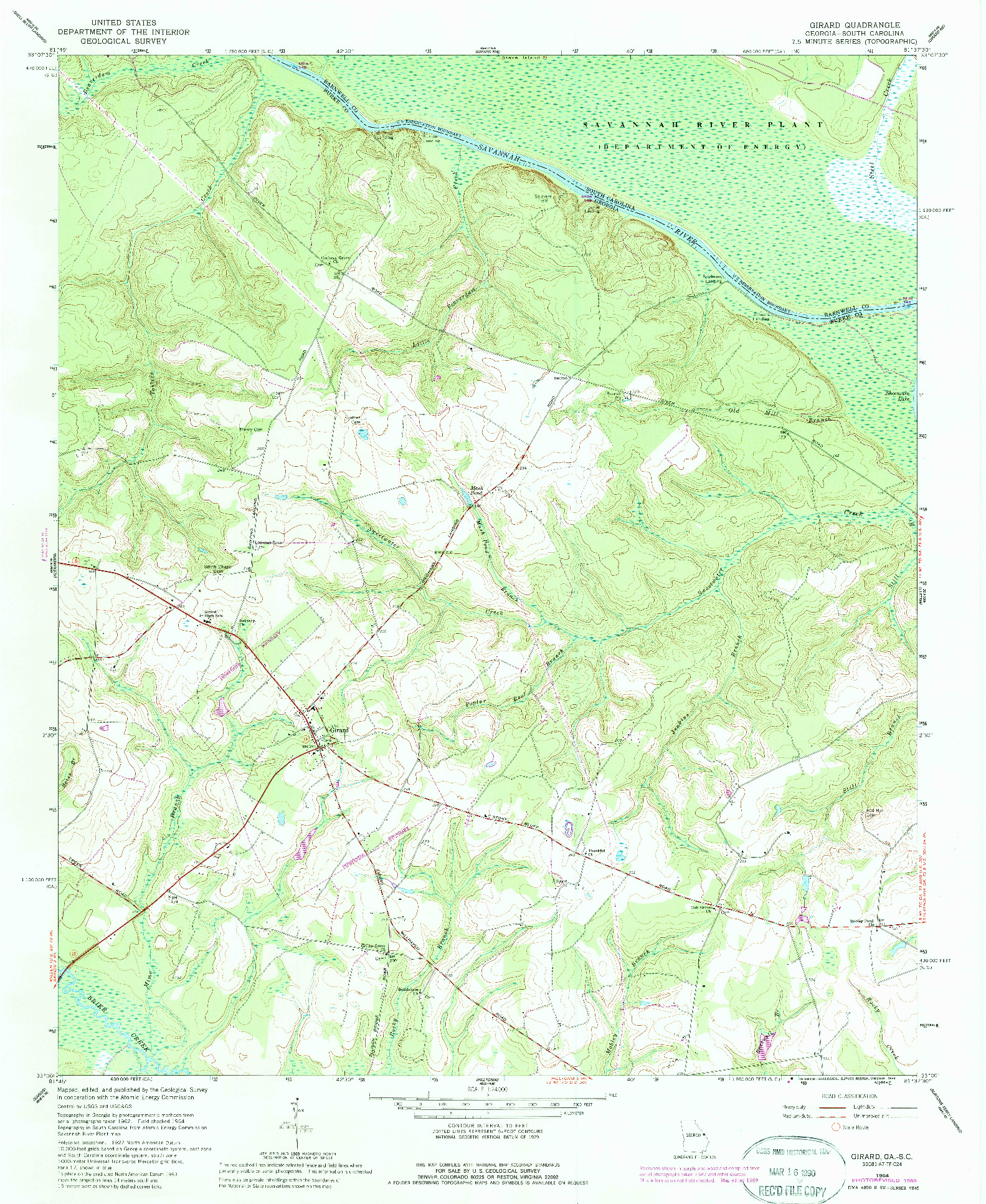 USGS 1:24000-SCALE QUADRANGLE FOR GIRARD, GA 1964