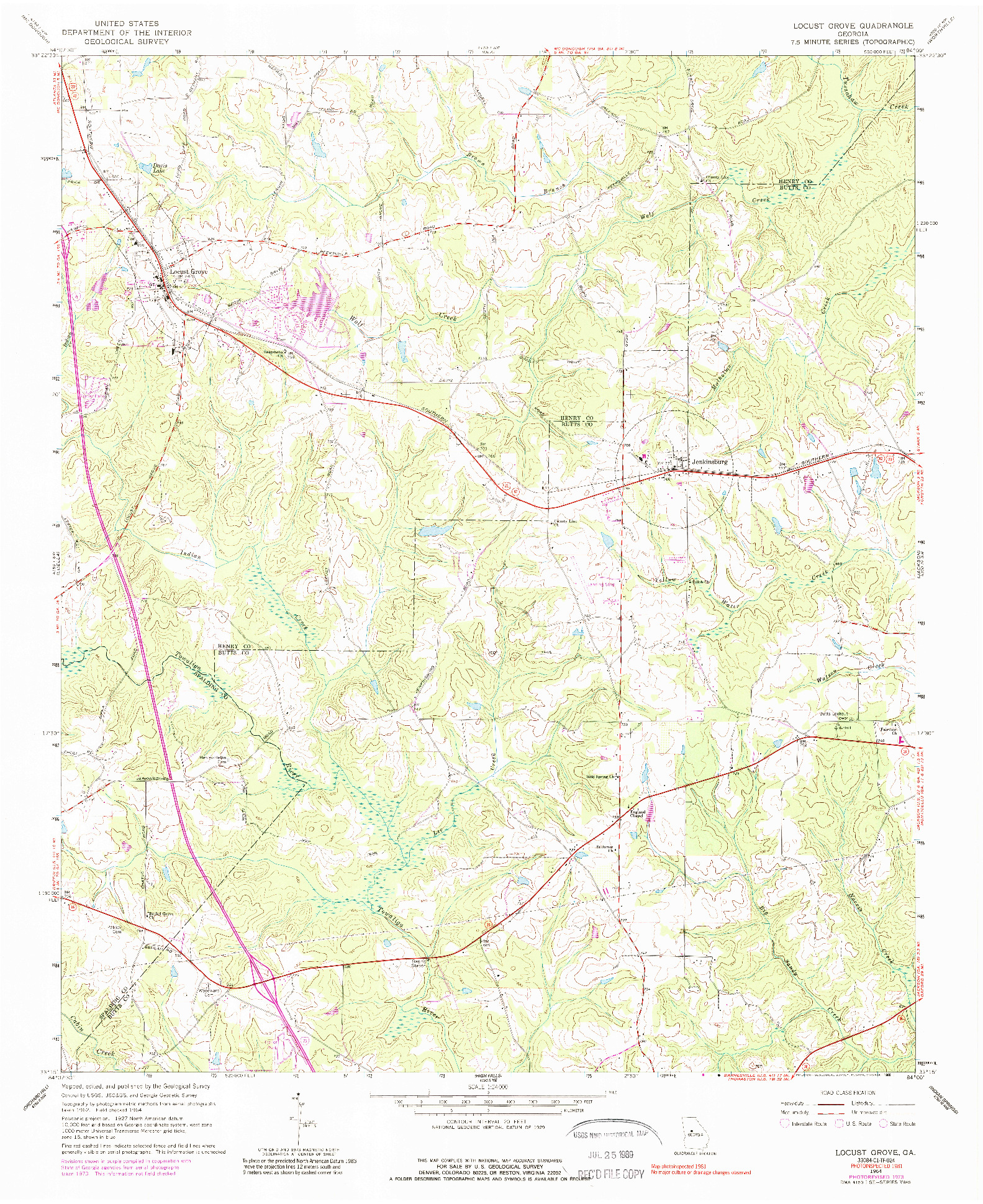 USGS 1:24000-SCALE QUADRANGLE FOR LOCUST GROVE, GA 1964