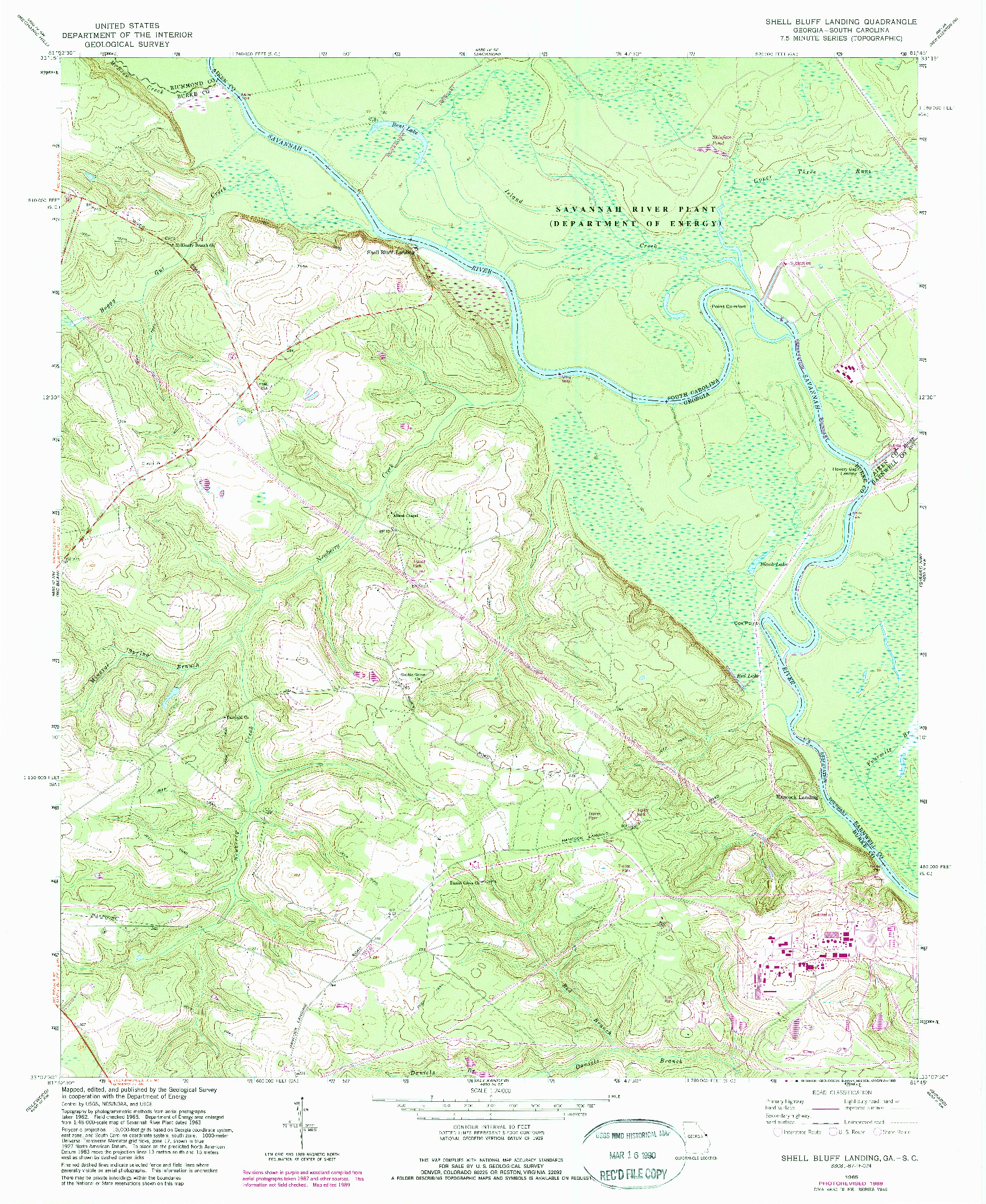 USGS 1:24000-SCALE QUADRANGLE FOR SHELL BLUFF LANDING, GA 1965