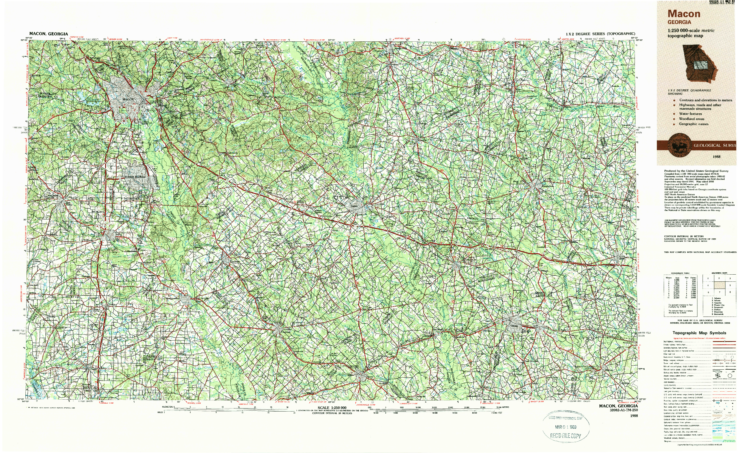 USGS 1:250000-SCALE QUADRANGLE FOR MACON, GA 1988