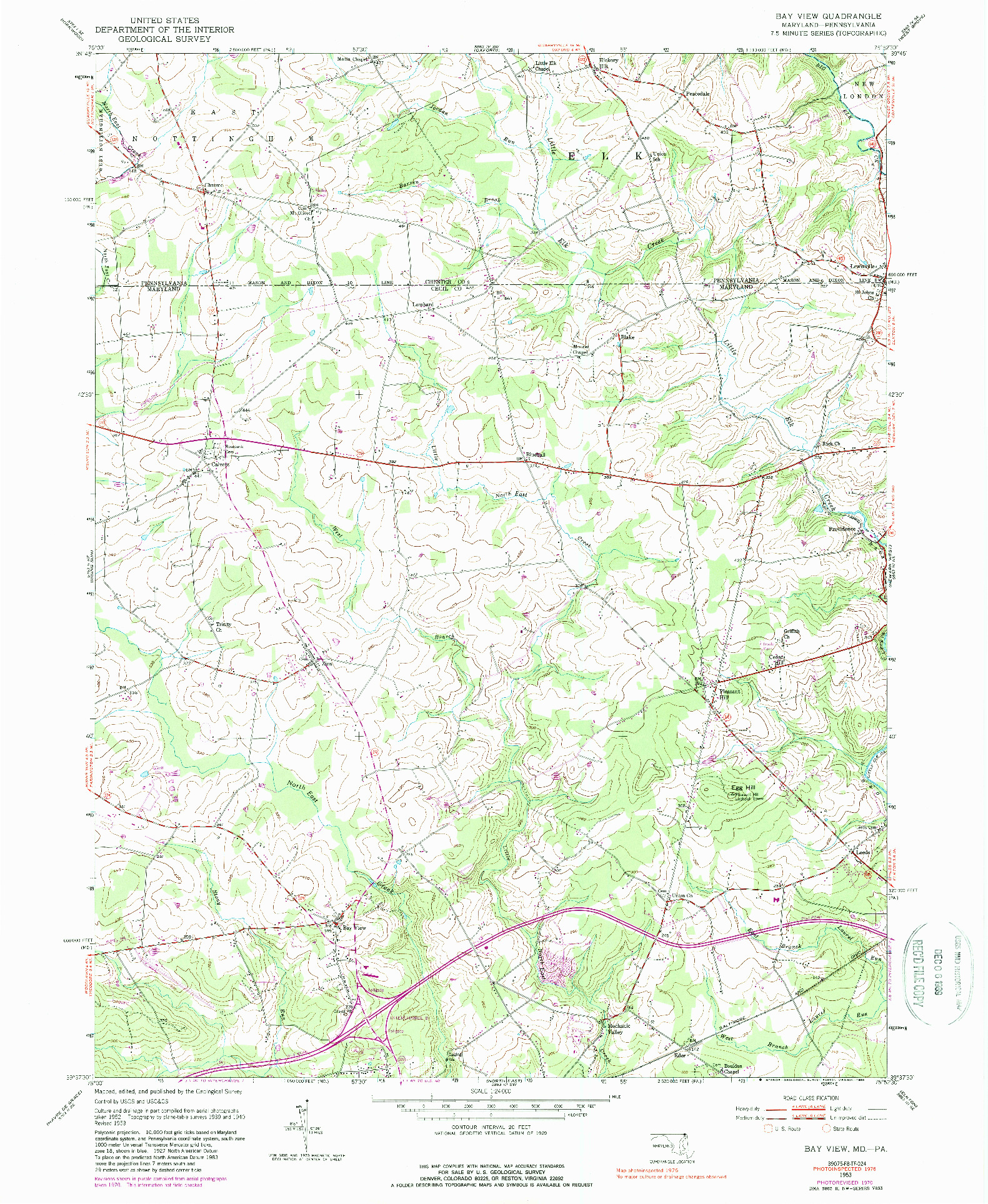 USGS 1:24000-SCALE QUADRANGLE FOR BAY VIEW, MD 1953