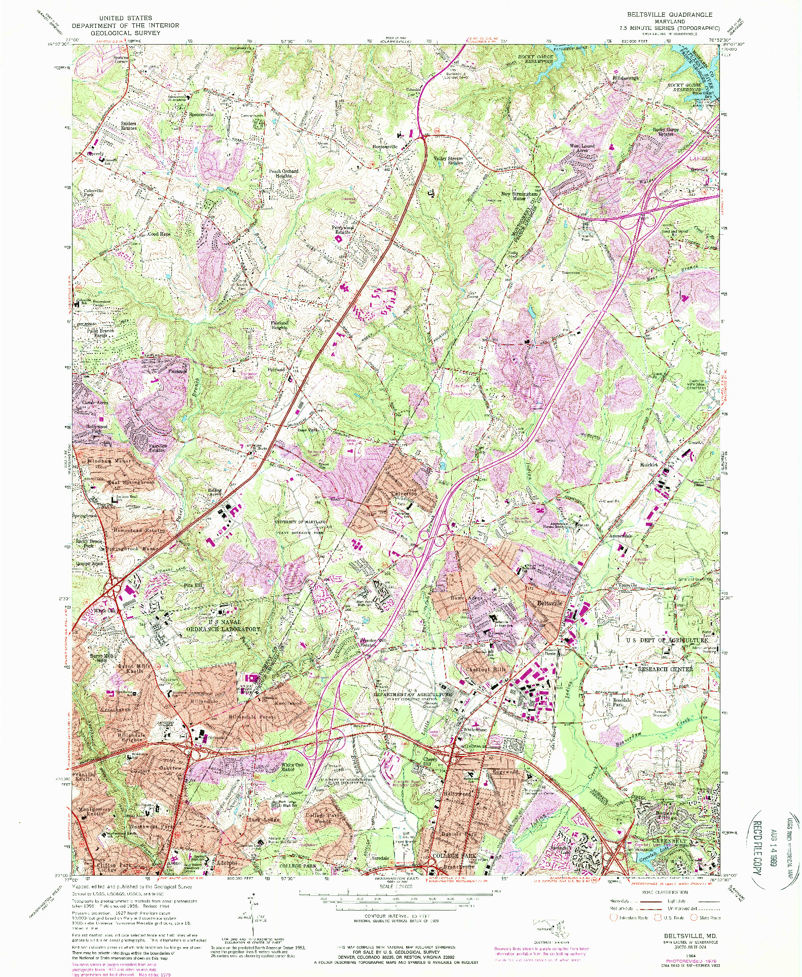 USGS 1:24000-SCALE QUADRANGLE FOR BELTSVILLE, MD 1964