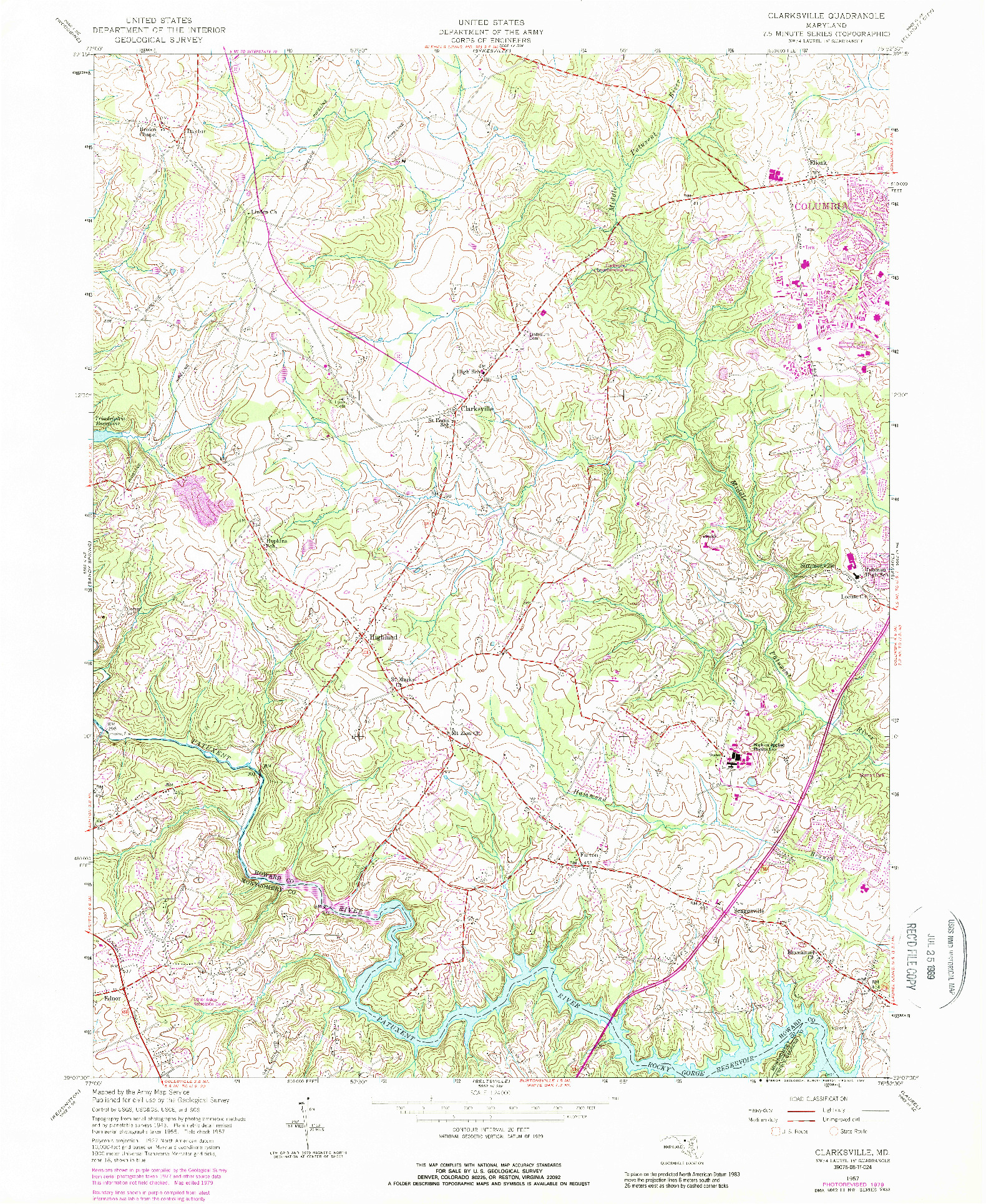 USGS 1:24000-SCALE QUADRANGLE FOR CLARKSVILLE, MD 1957